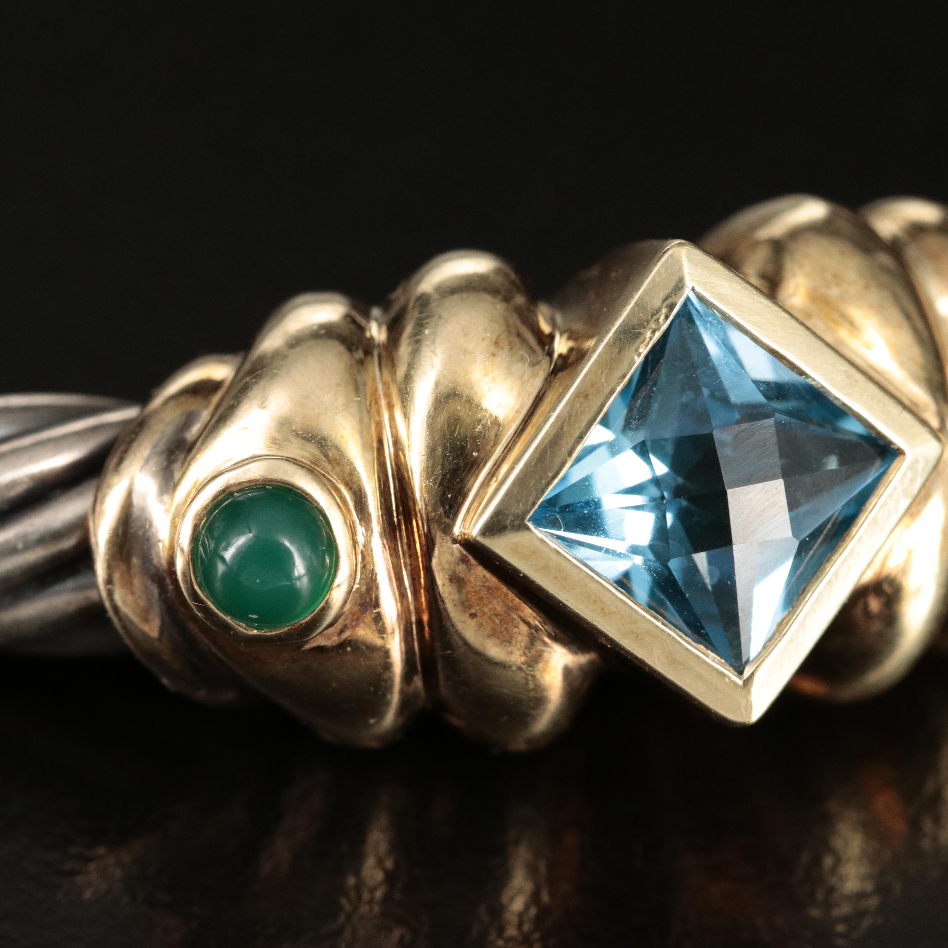 David Yurman Sterling Swiss Blue Topaz and Chalcedony Necklace with 14K Accents