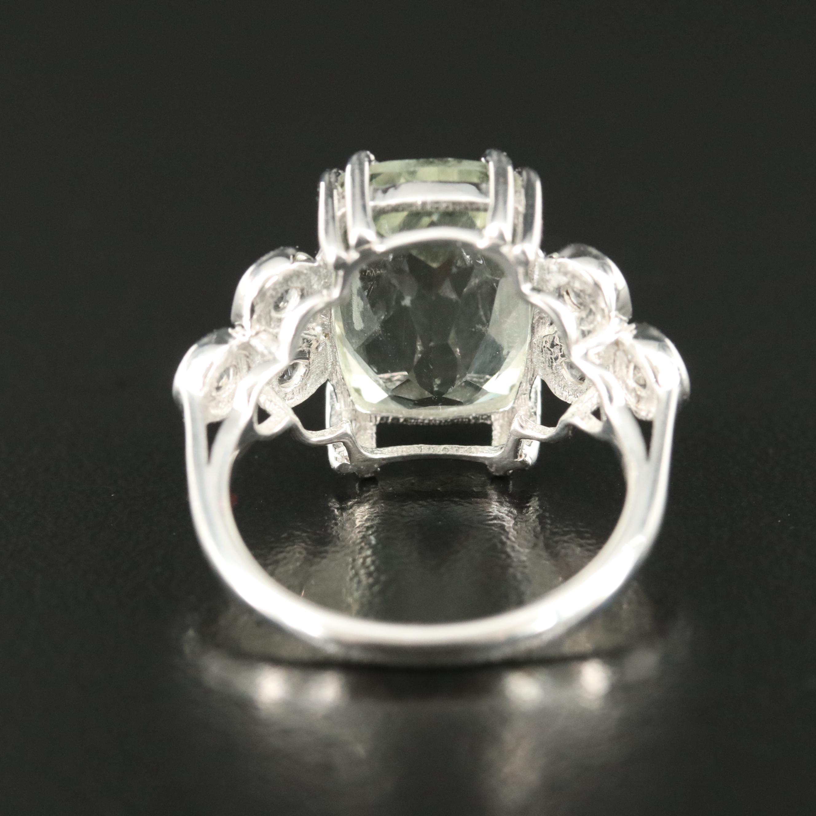Sterling Prasiolite and White Topaz Ring