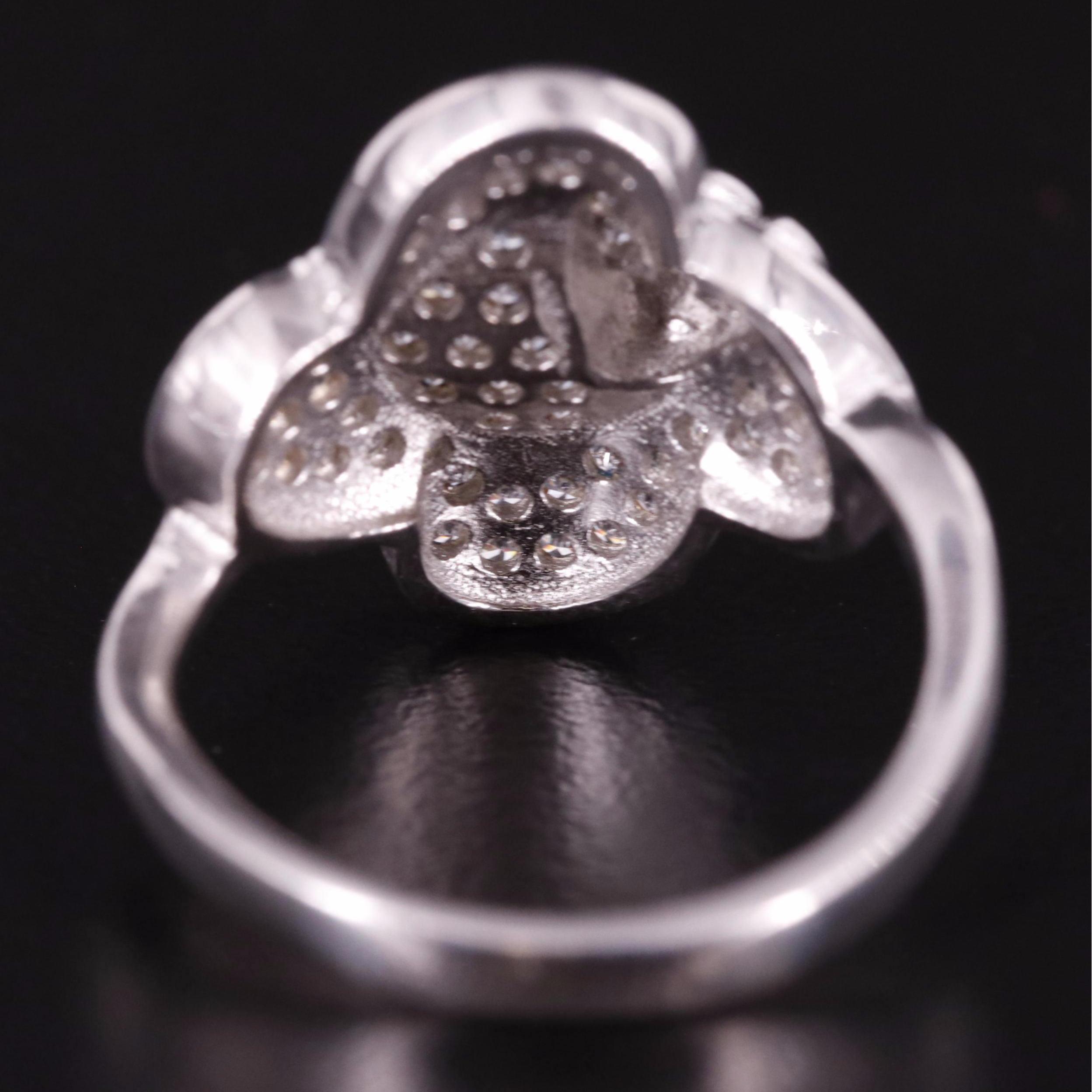 Sterling Cubic Zirconia Bee on Flower Ring