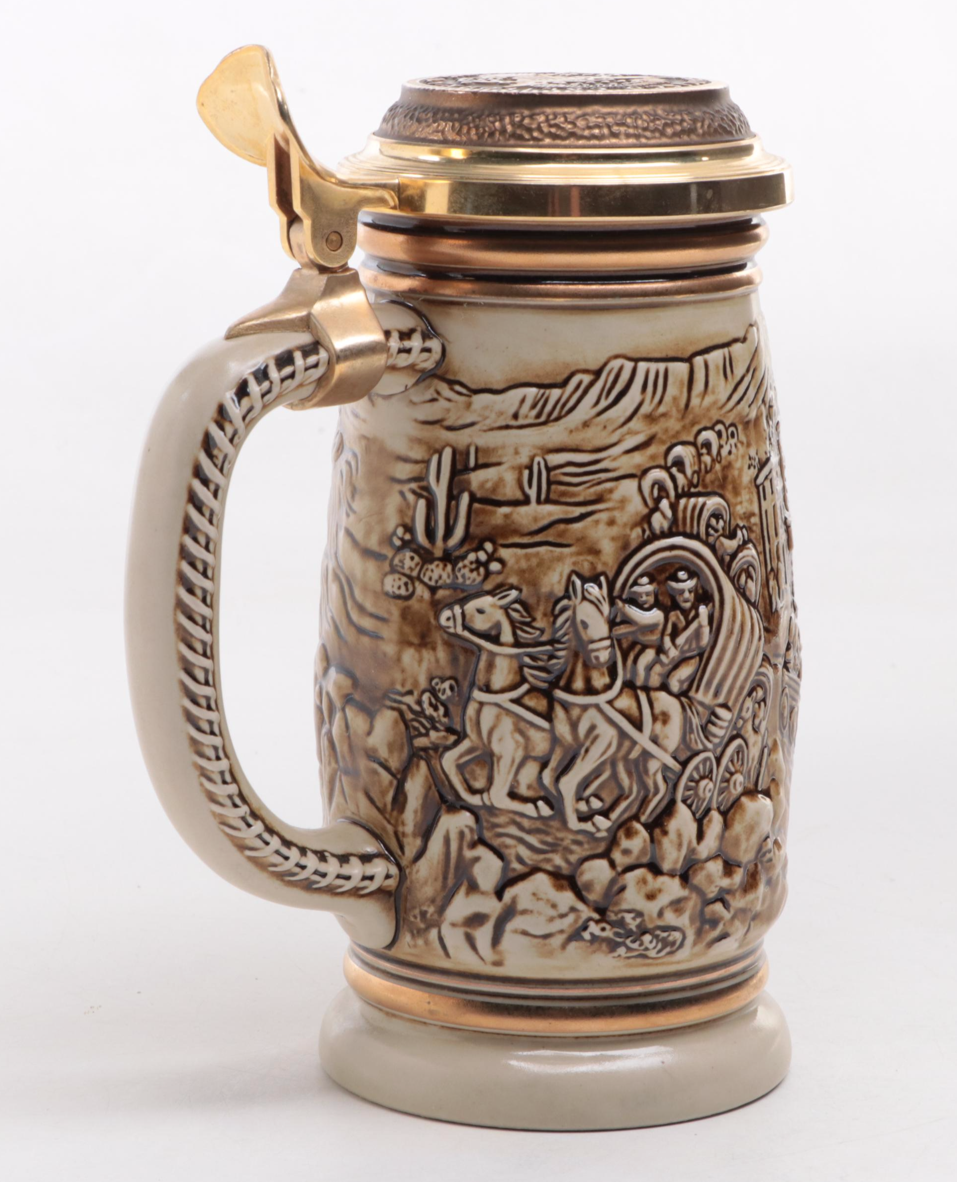 Avon "The Gold Rush" Ceramic Beer Stein, 1987