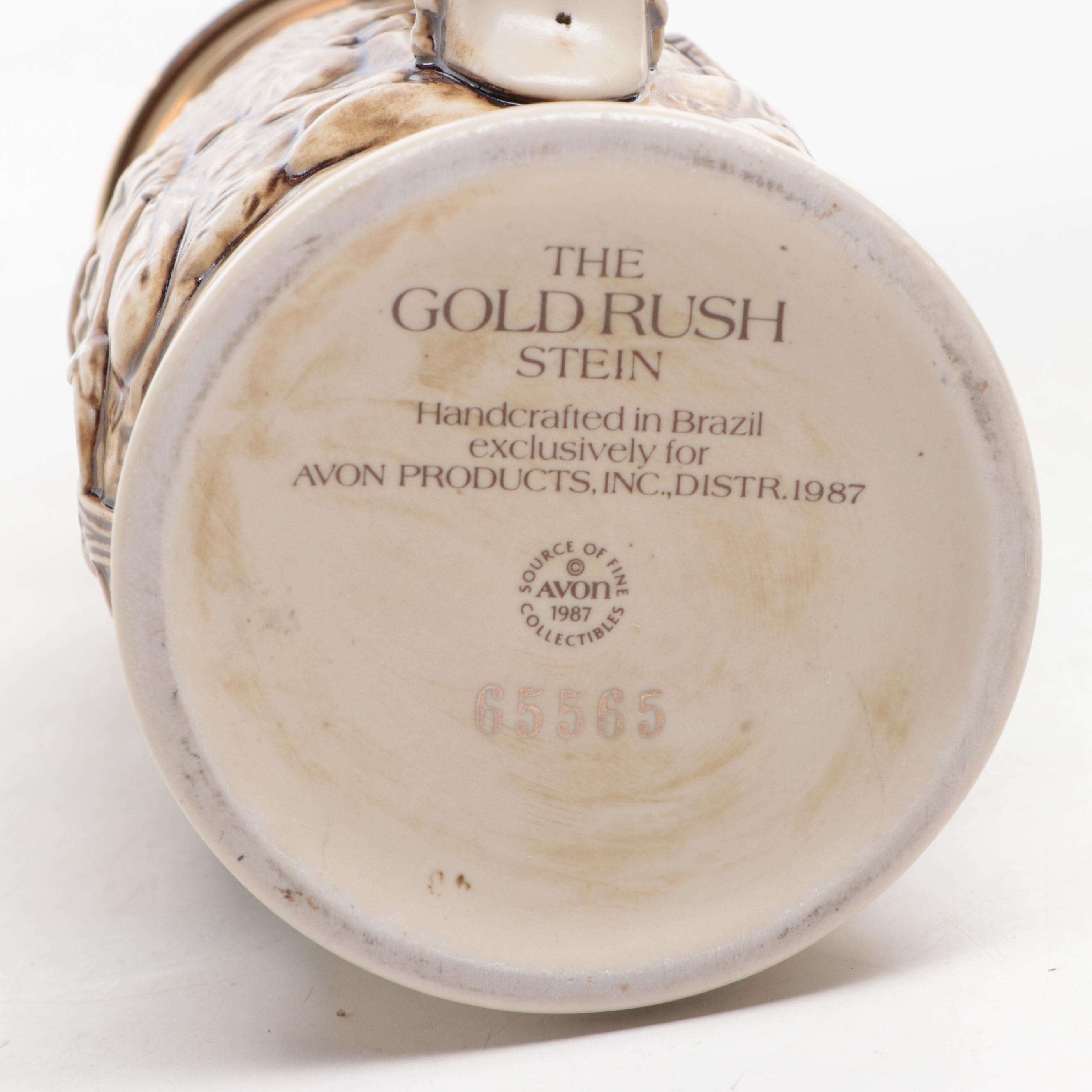 Avon "The Gold Rush" Ceramic Beer Stein, 1987