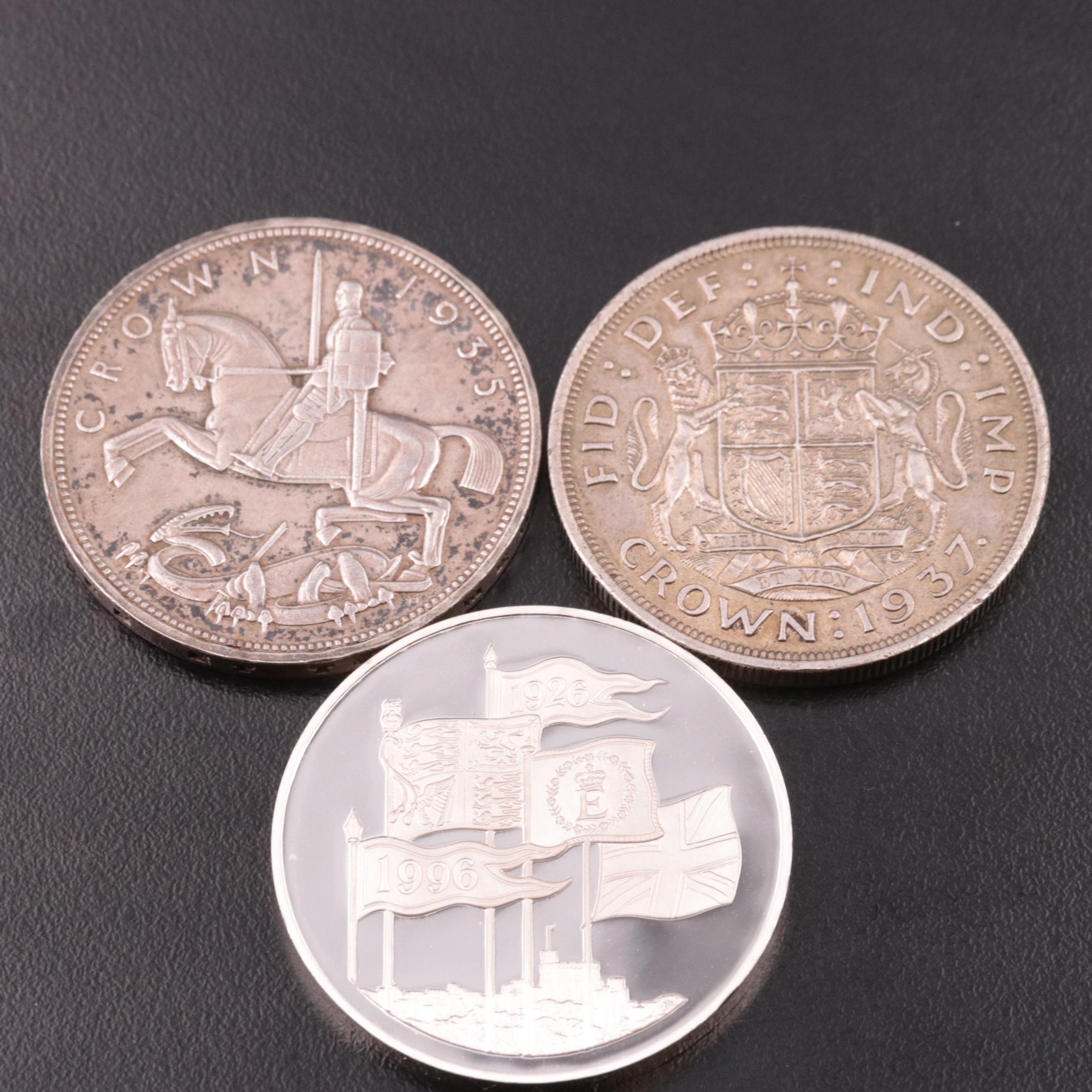 Three Great Britain Silver Crowns Including 1935