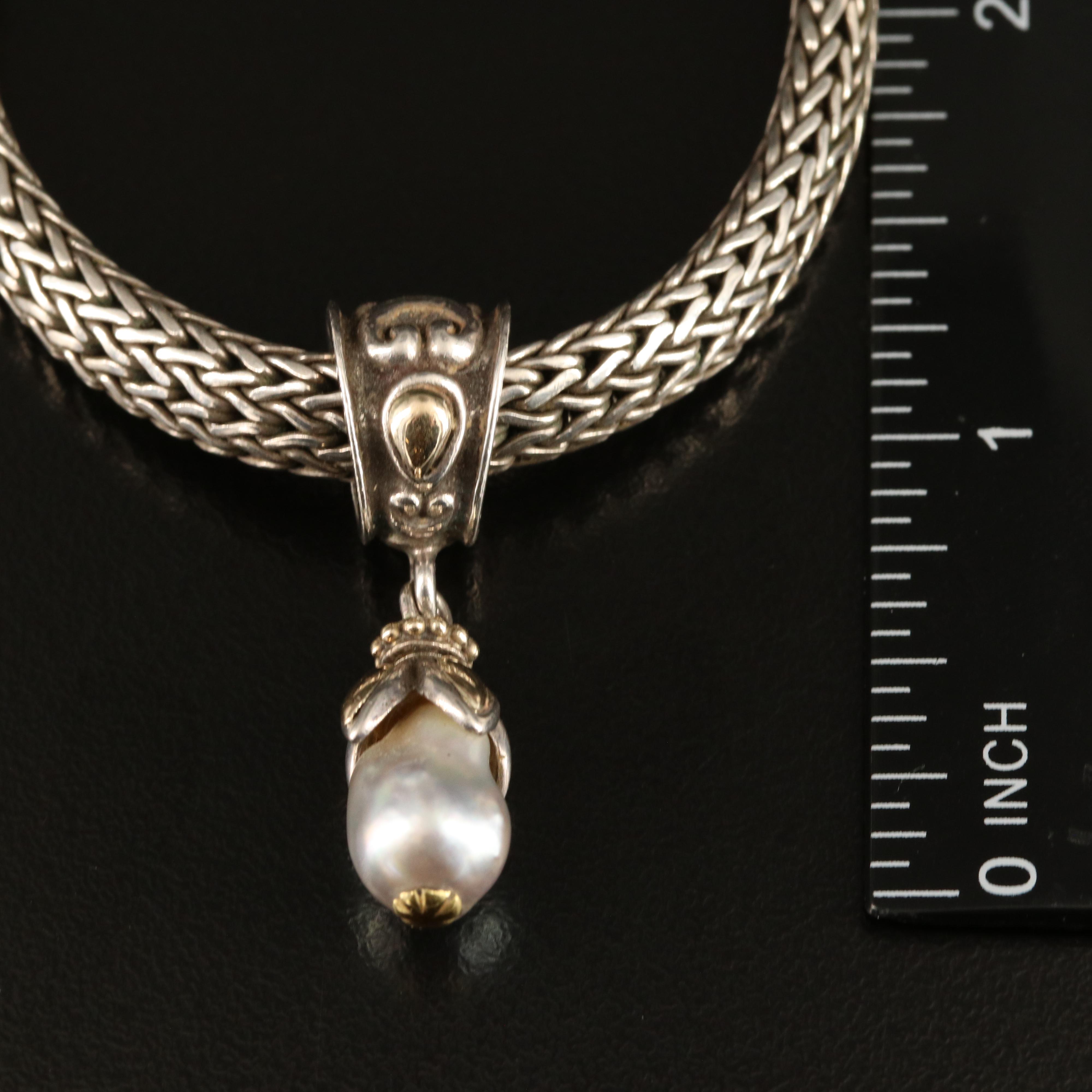 John Hardy Sterling Pearl Necklace with 18K Accents