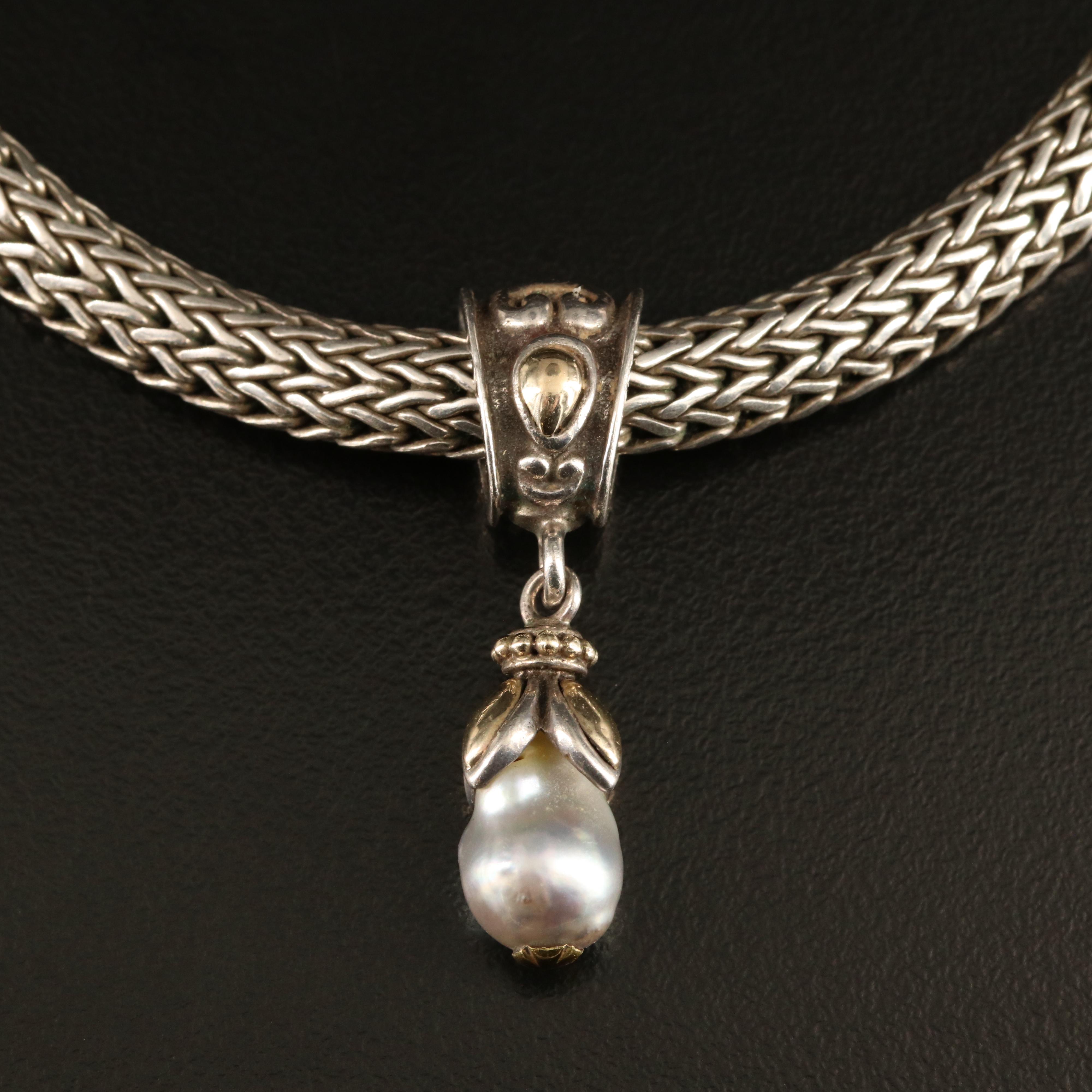 John Hardy Sterling Pearl Necklace with 18K Accents