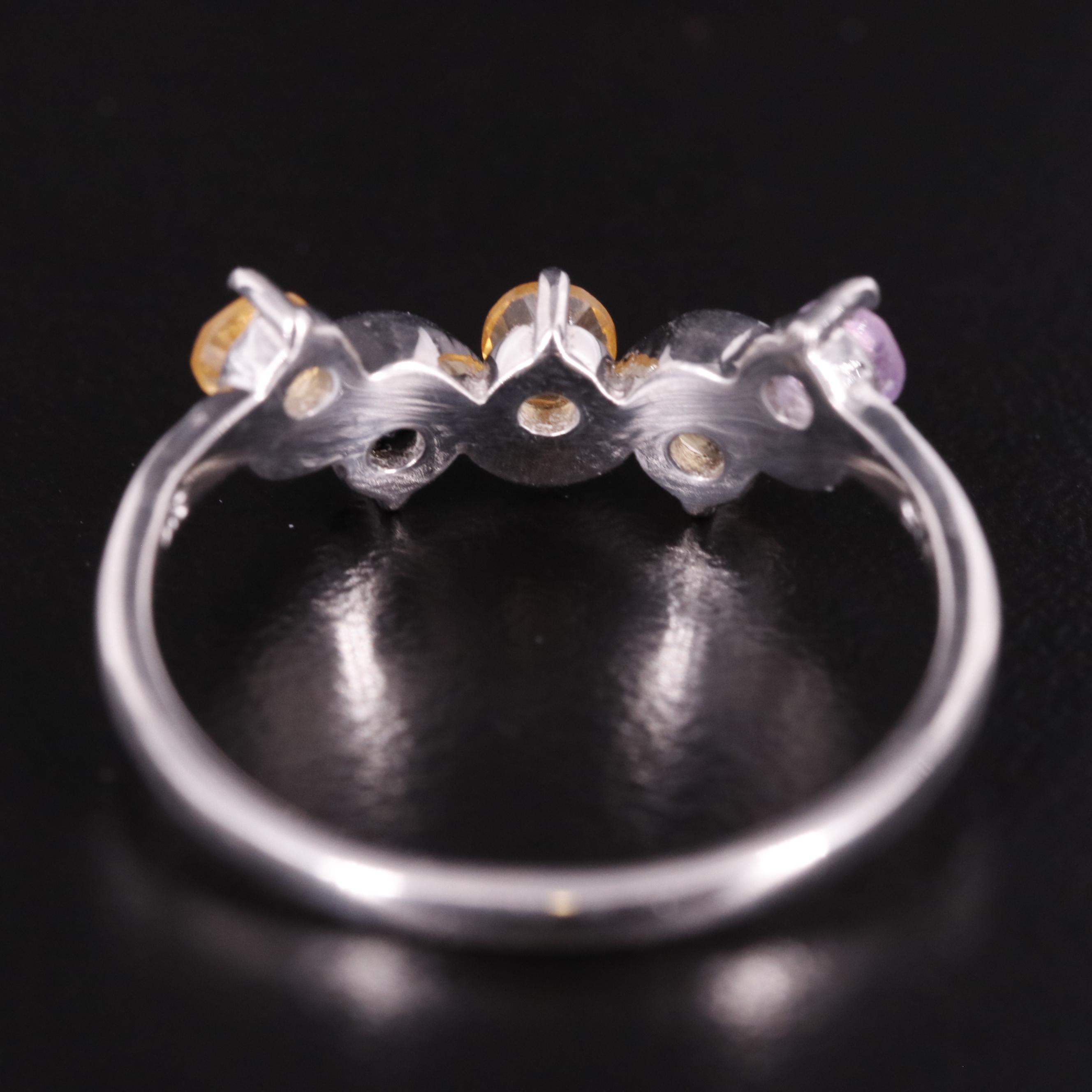 Sterling Citrine, Amethyst, and Sapphire Wavy Band