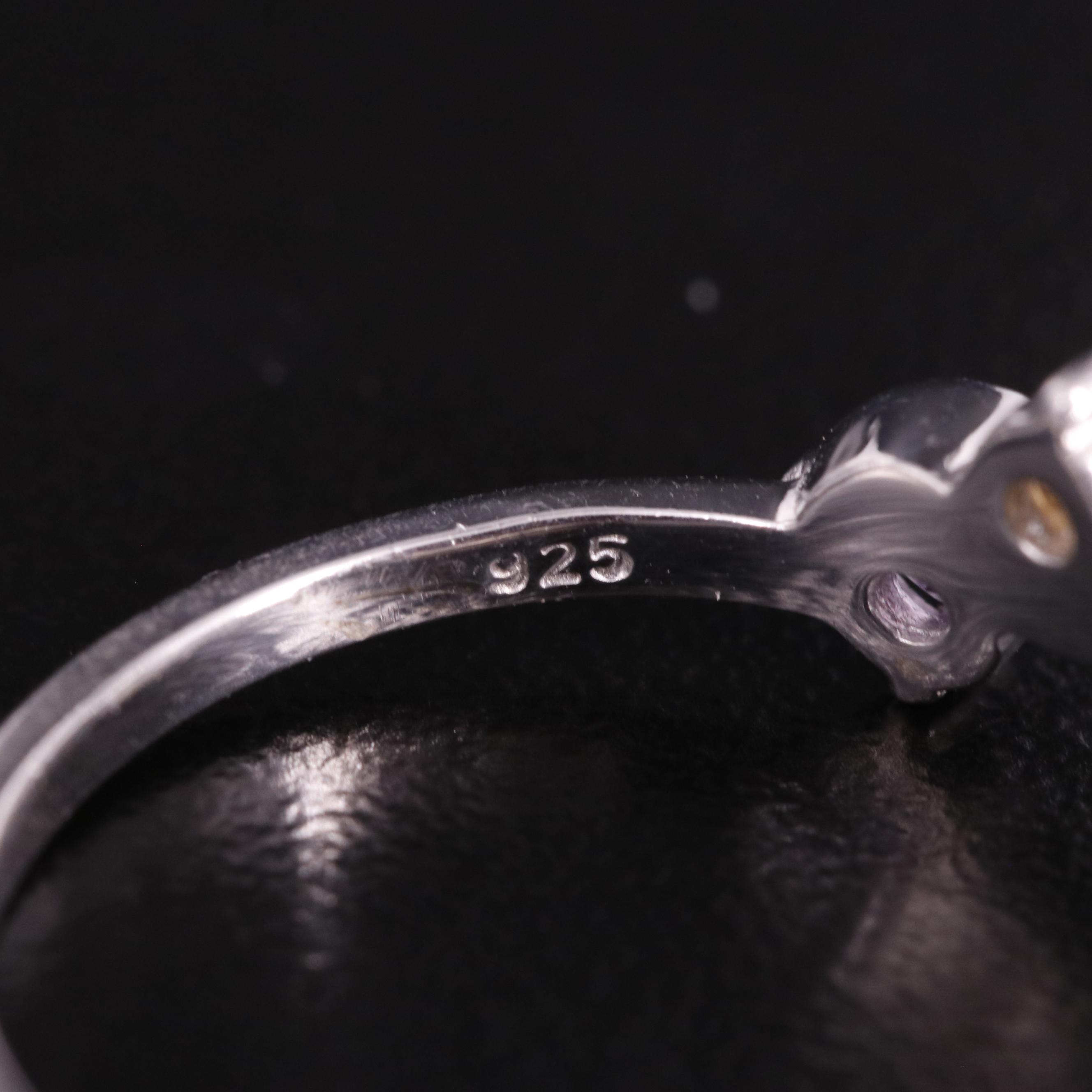 Sterling Citrine, Amethyst, and Sapphire Wavy Band