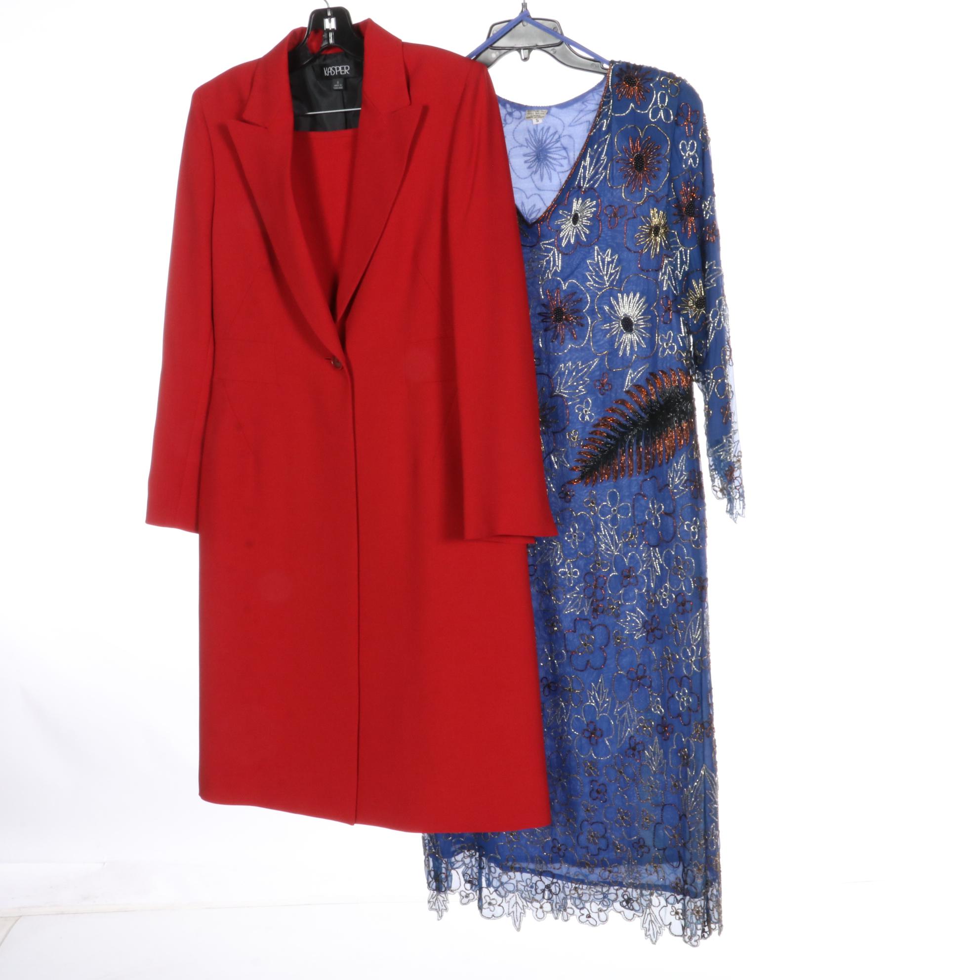 Kasper Skirt Suit, Starina Crinkle Rayon Dress, Beaded Silk Dress and More