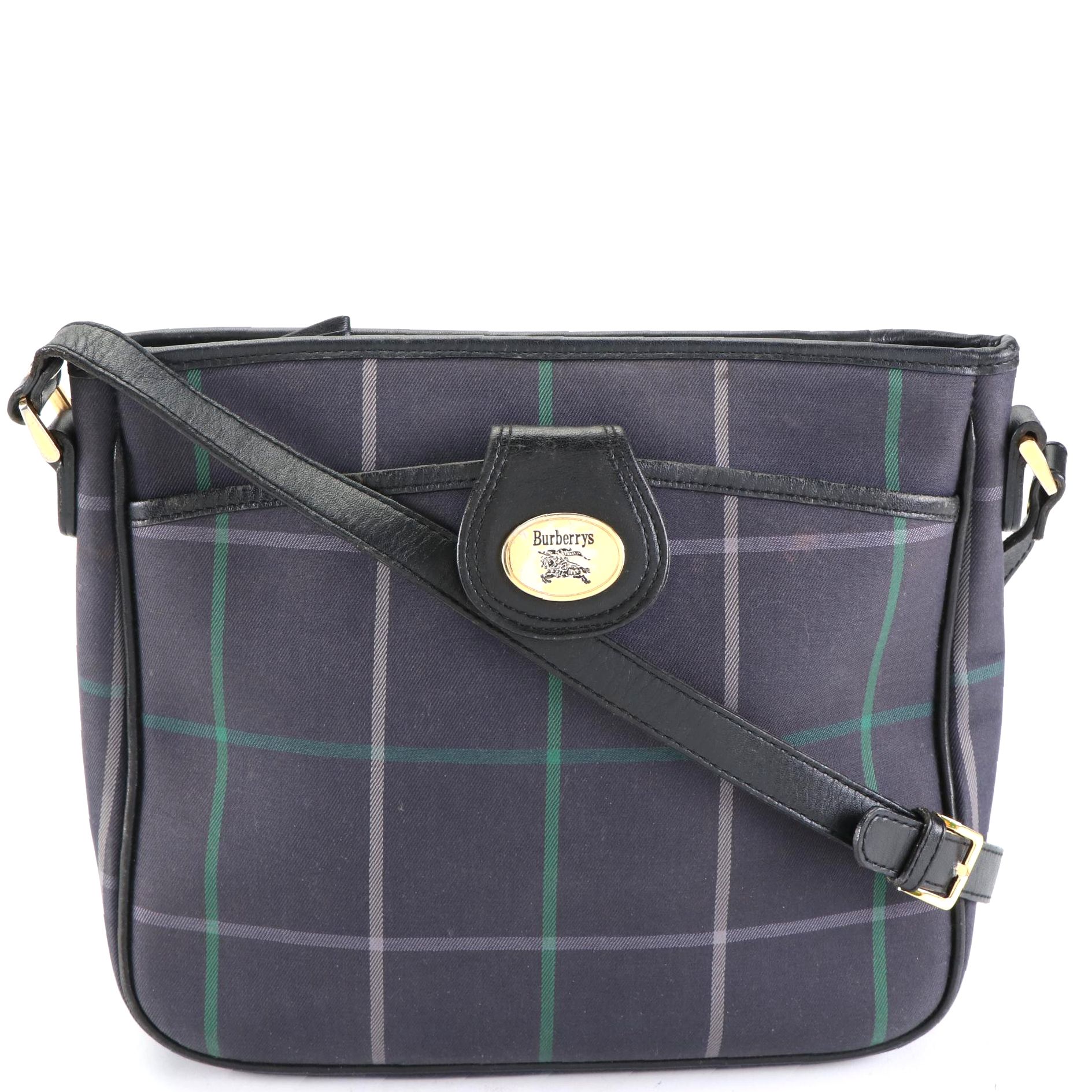 Burberry Shoulder Bag in Plaid Canvas and Leather