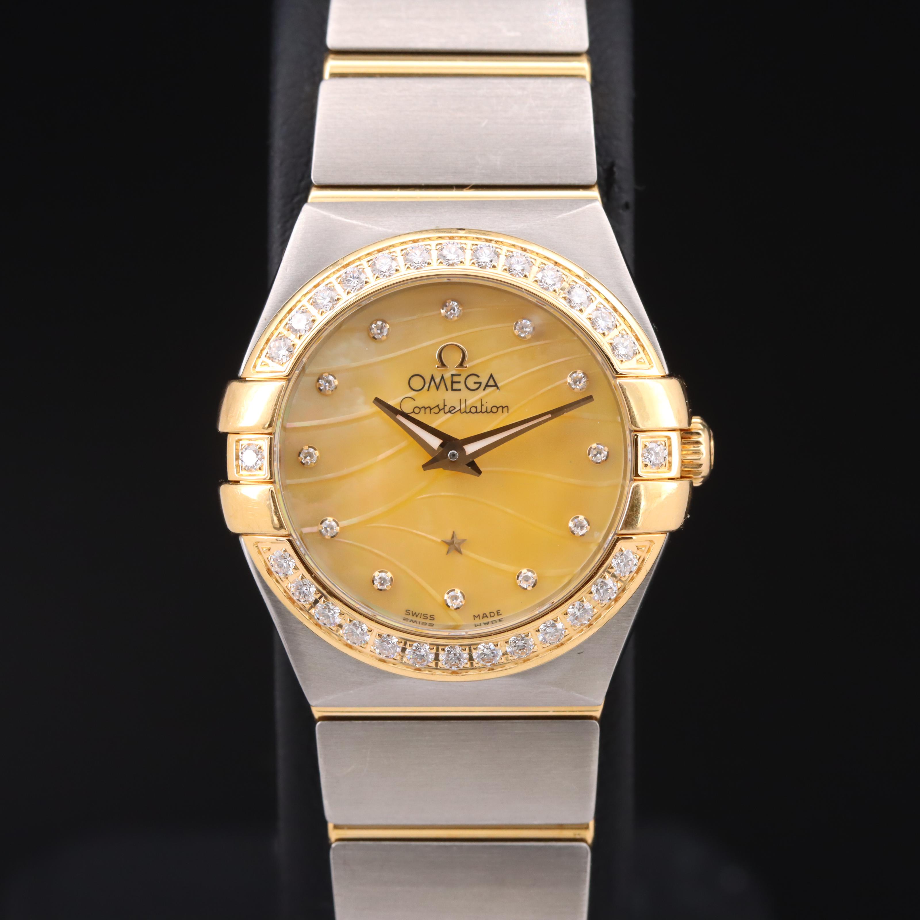 Omega Constellation 18K and Steel Diamond Mother-of-Pearl Watch