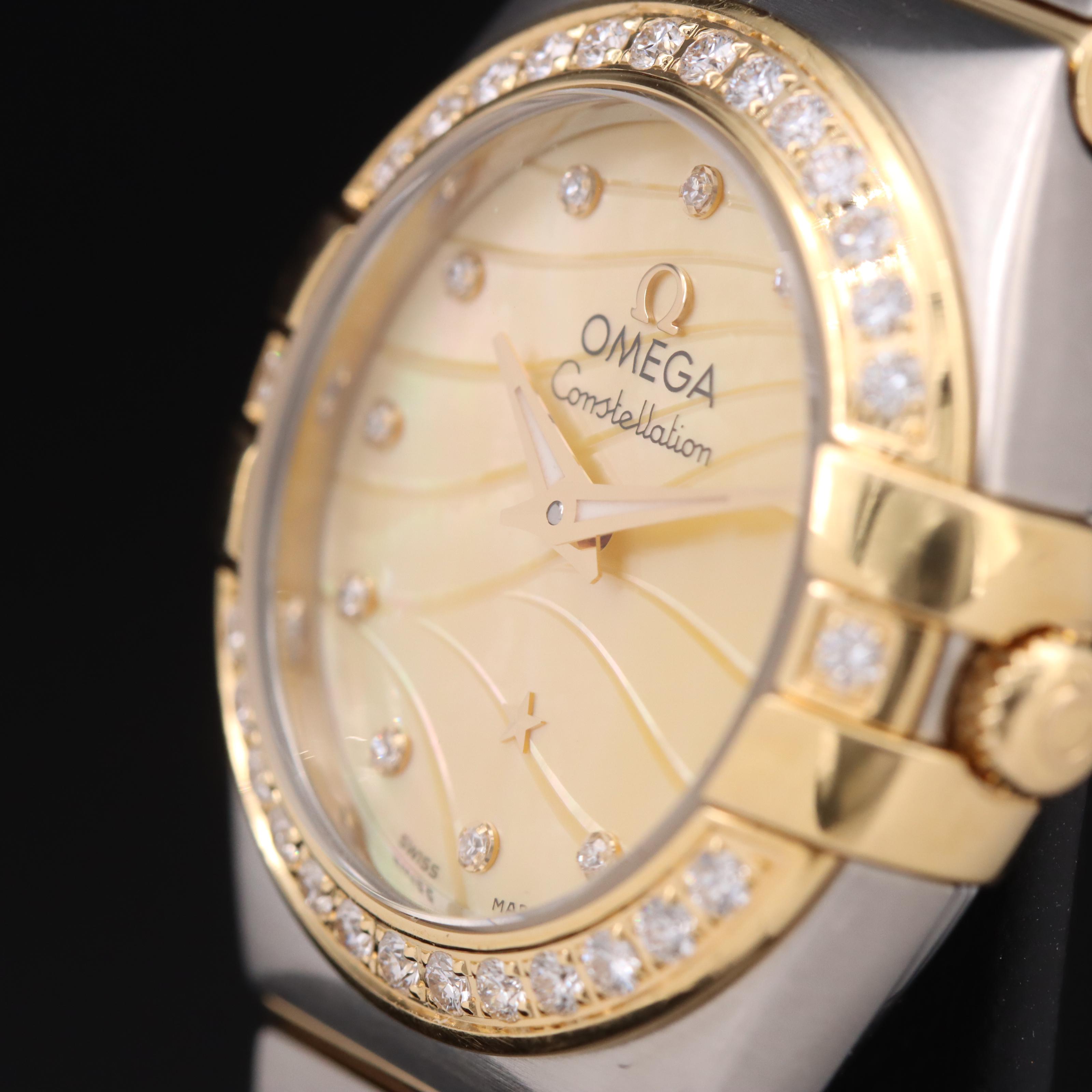 Omega Constellation 18K and Steel Diamond Mother-of-Pearl Watch