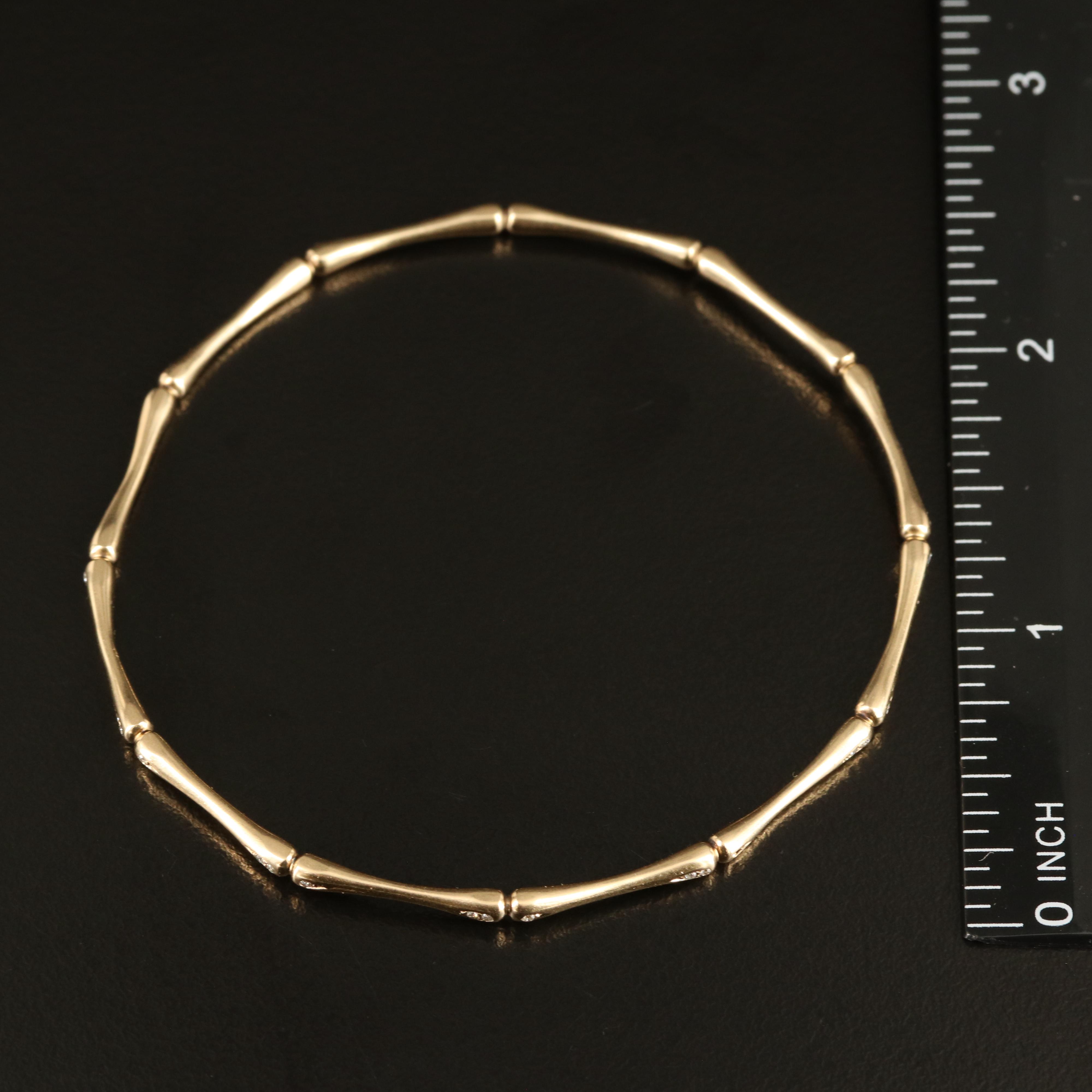 14K 0.10 CTW Diamond Bamboo Bangle