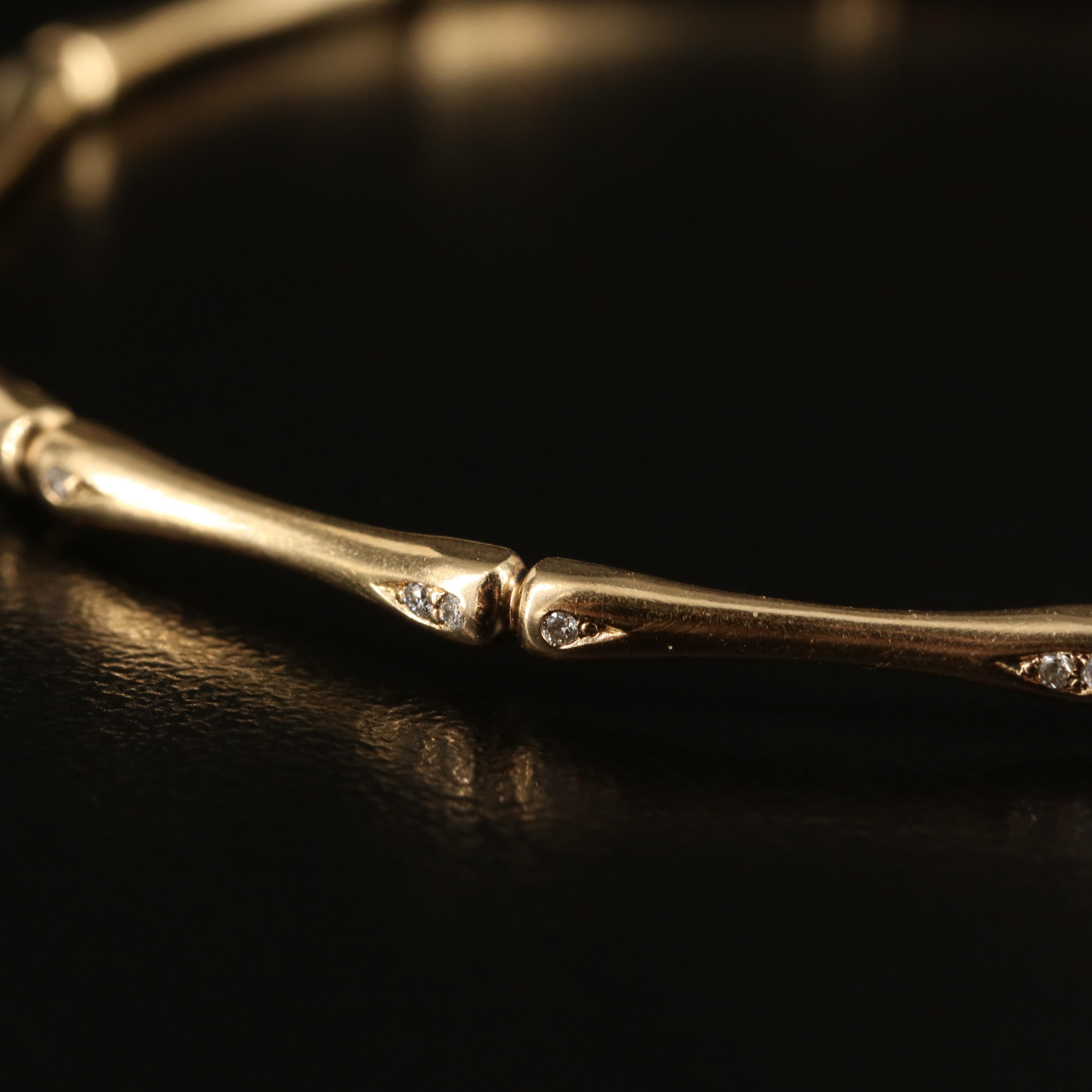14K 0.10 CTW Diamond Bamboo Bangle