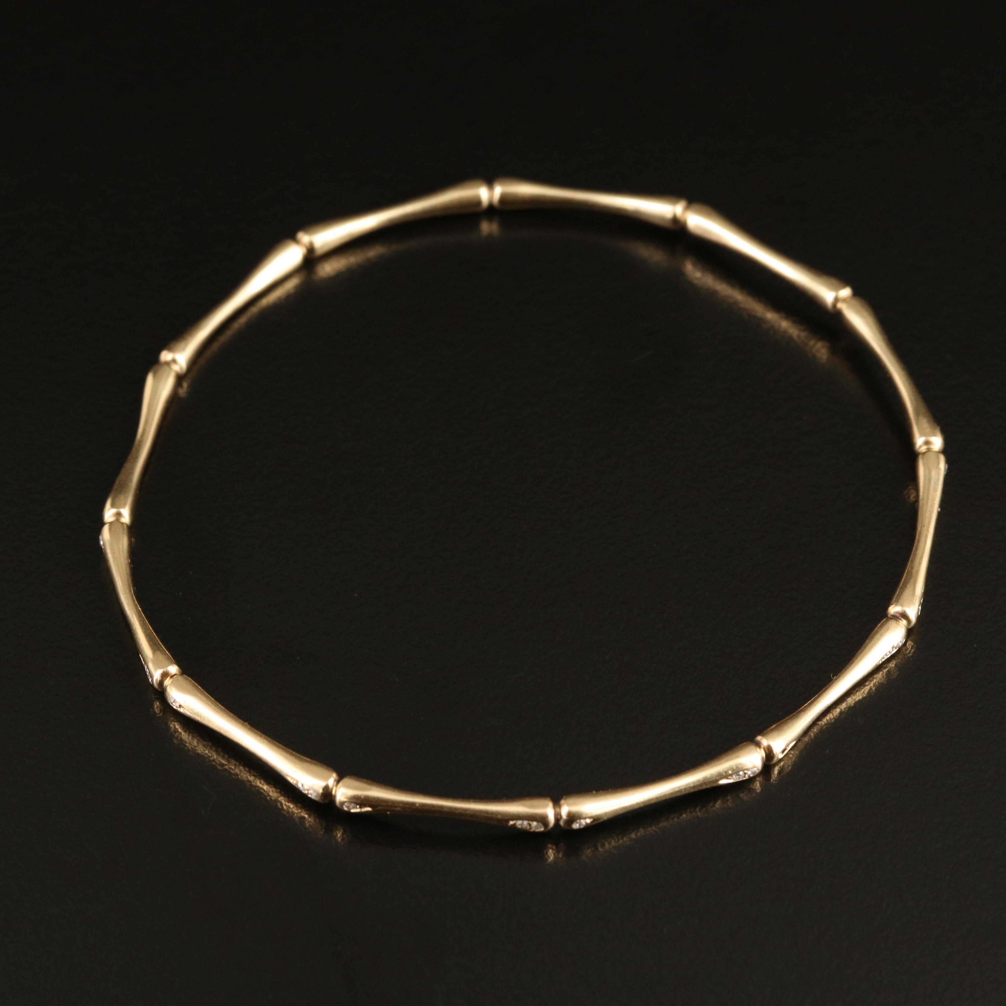 14K 0.10 CTW Diamond Bamboo Bangle
