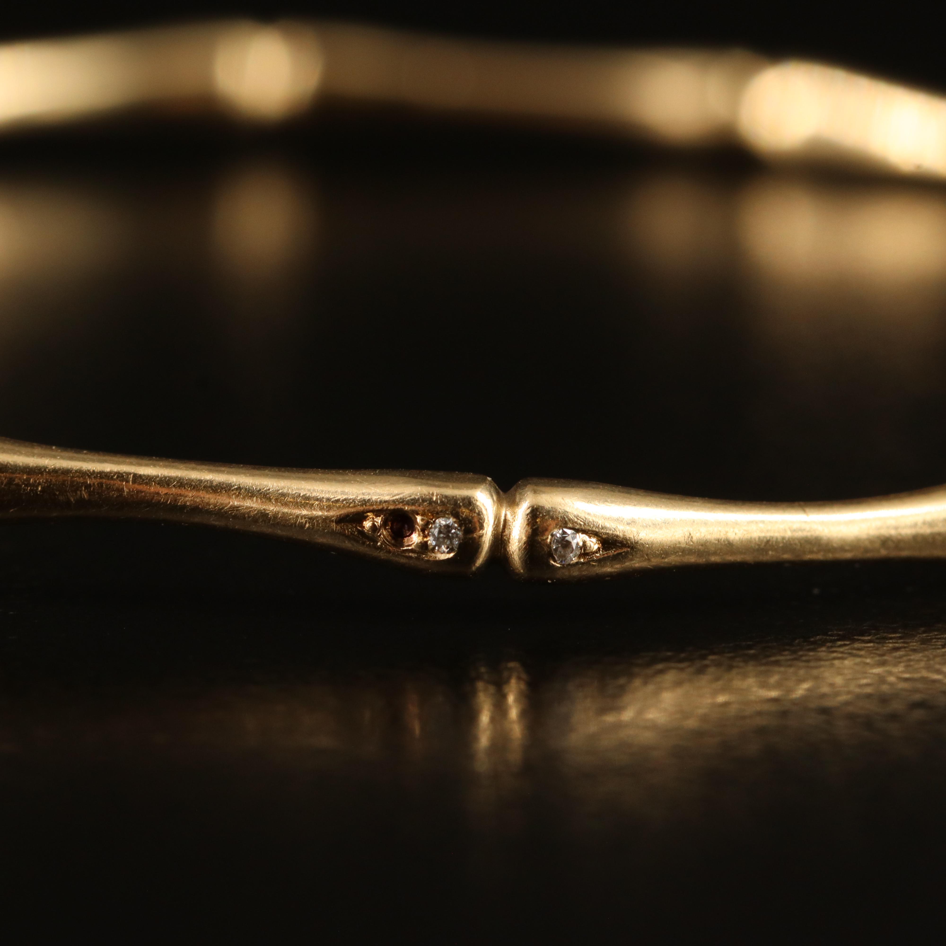 14K 0.10 CTW Diamond Bamboo Bangle