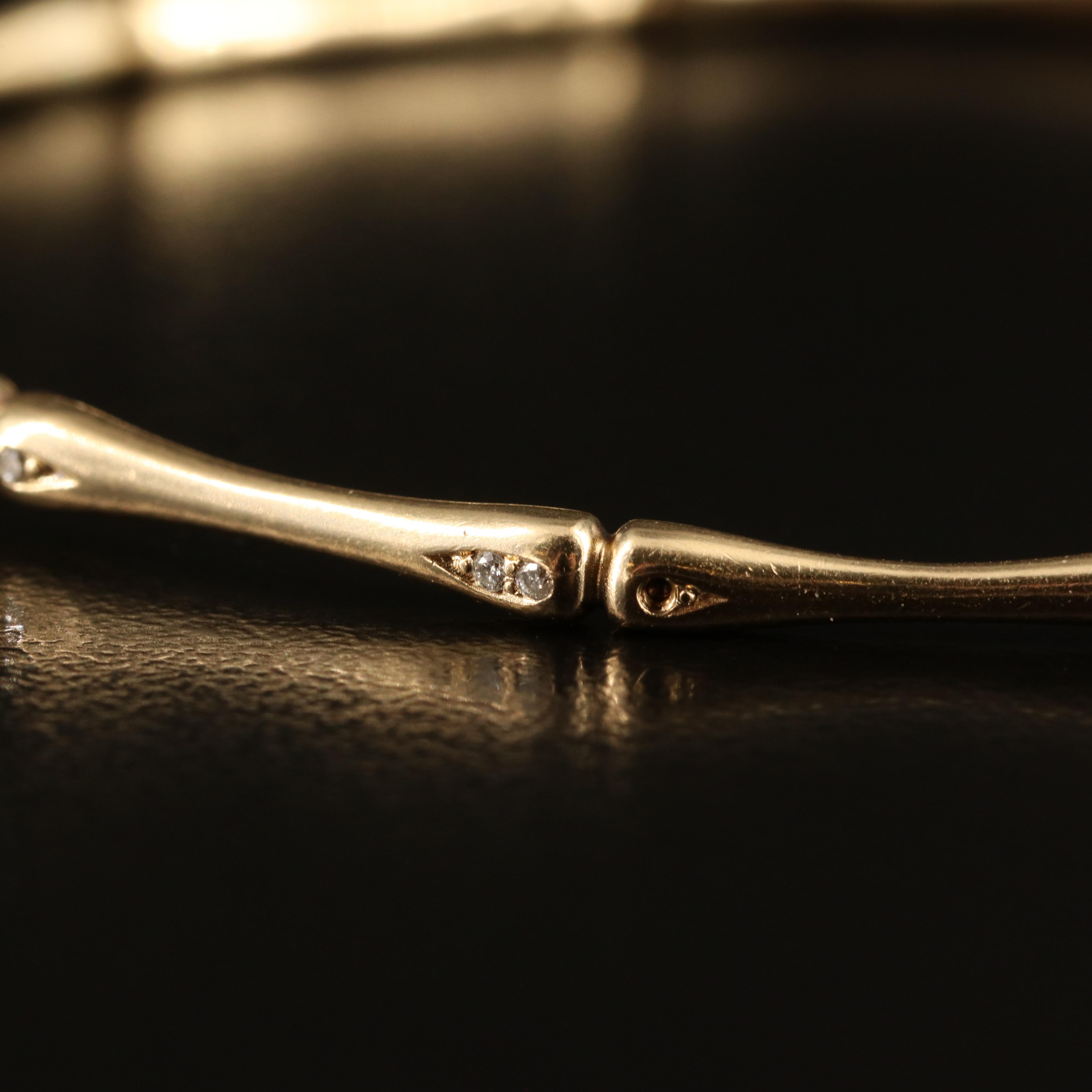 14K 0.10 CTW Diamond Bamboo Bangle