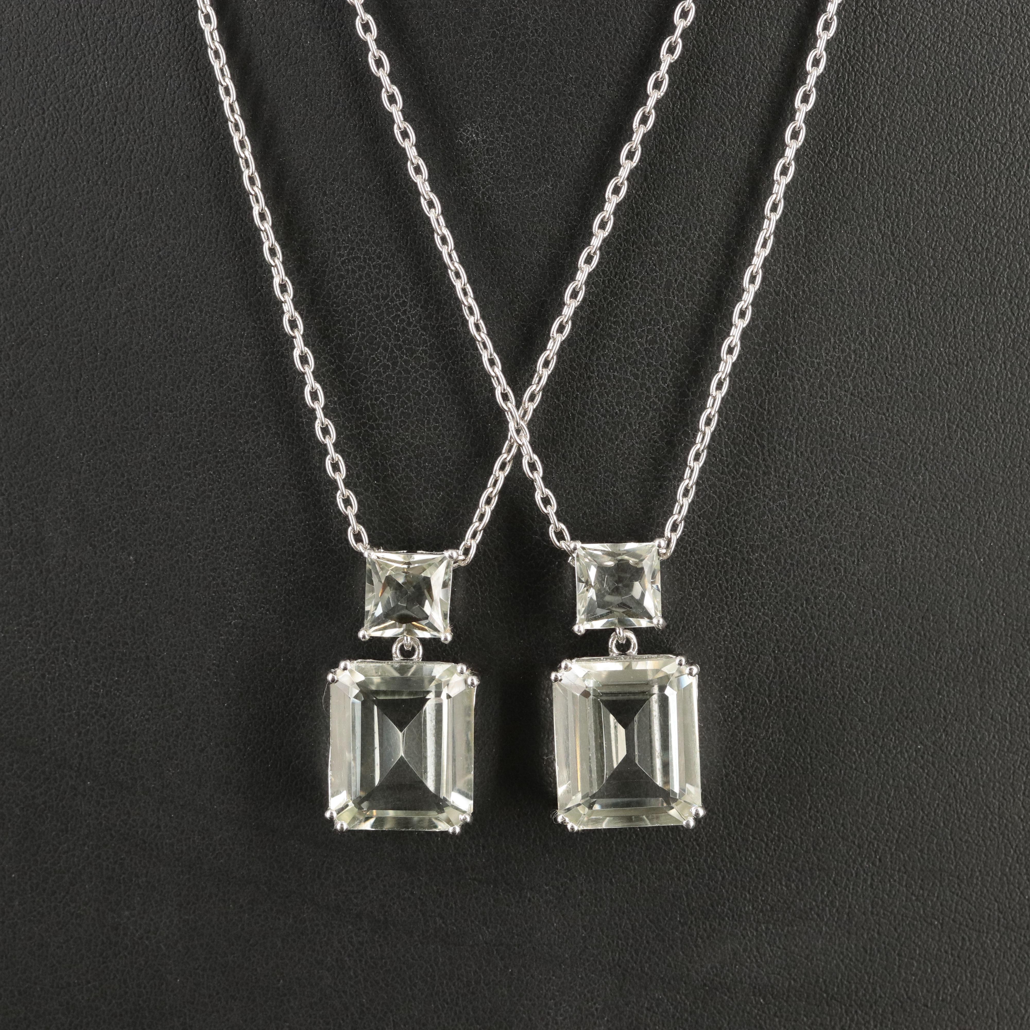 Sterling Prasiolite Pendant Necklaces