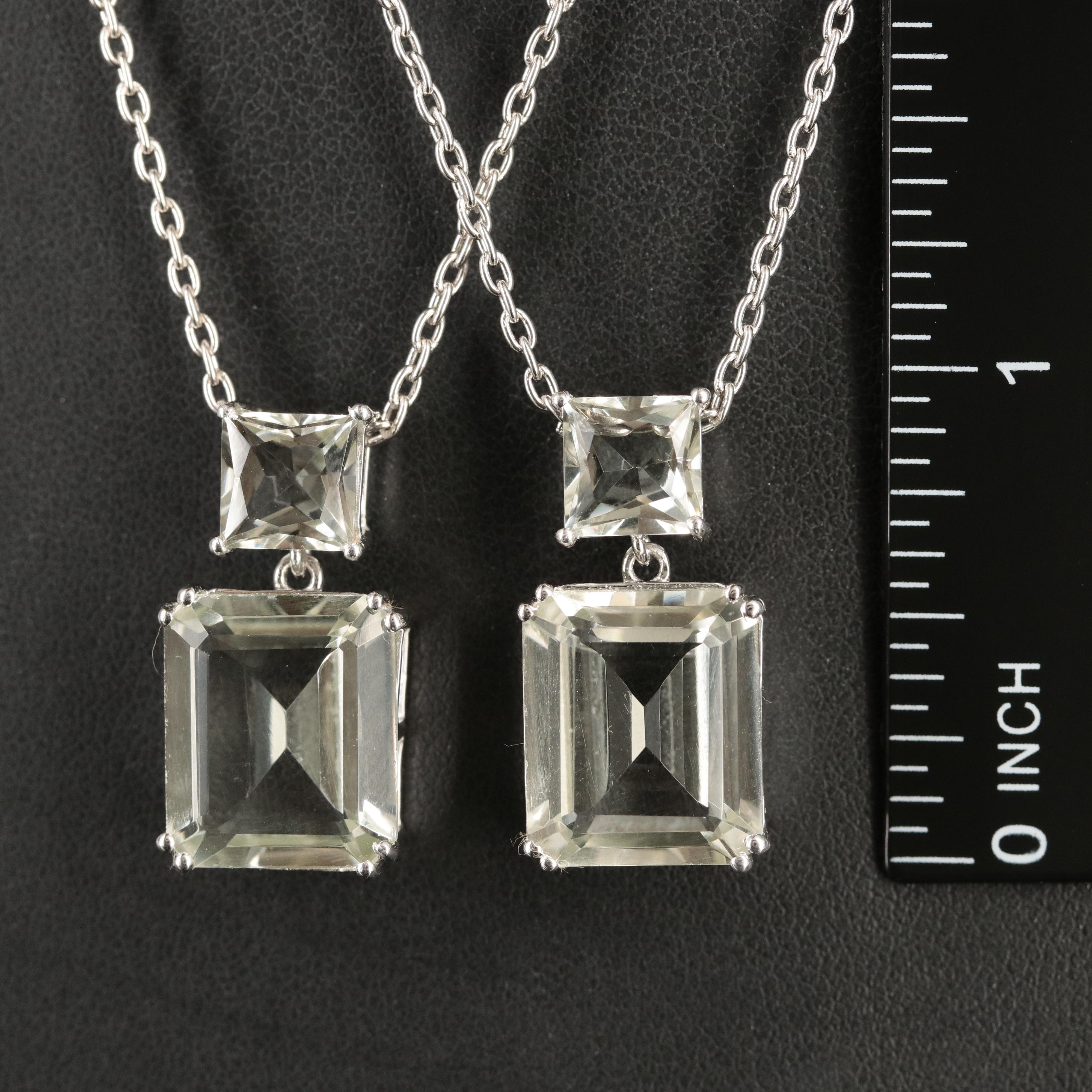 Sterling Prasiolite Pendant Necklaces