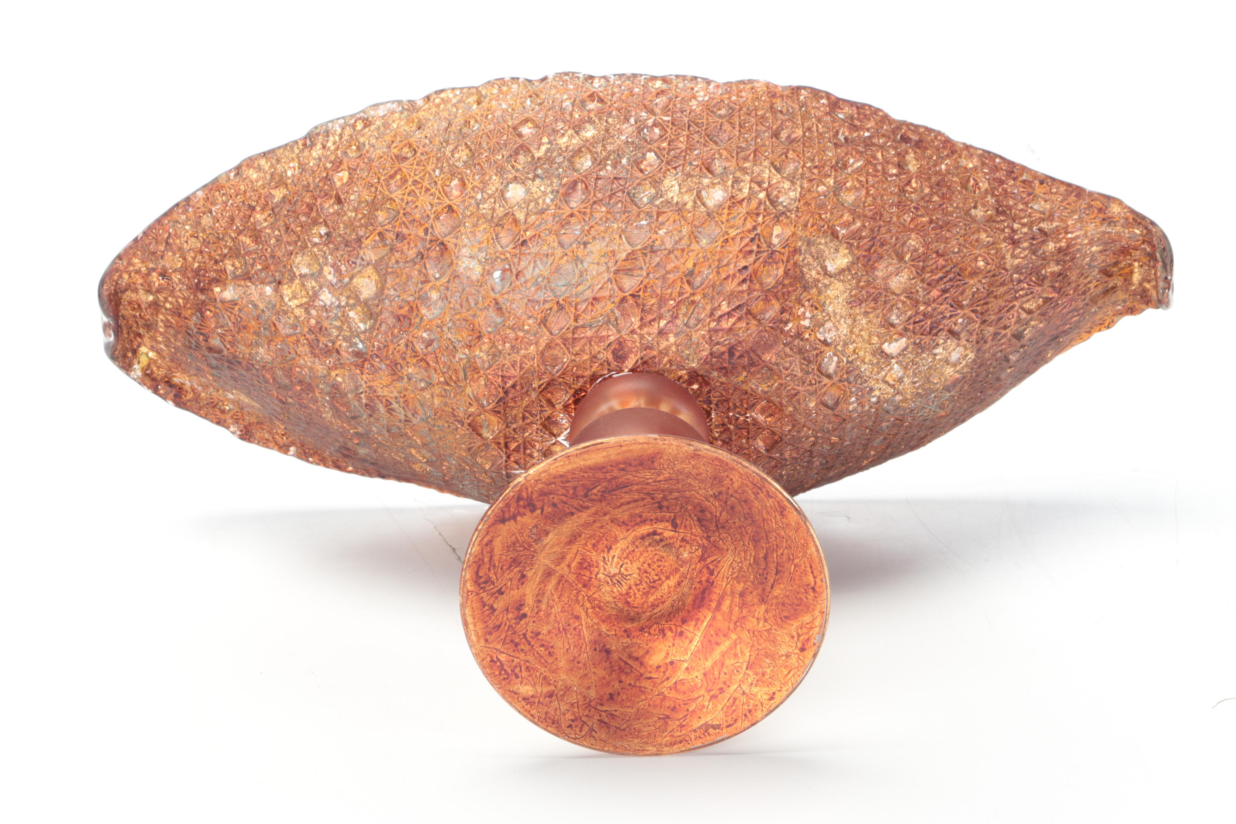 Kordenbrock Interiors Gilt Accented Box with Copper Finish Glass Centerpiece