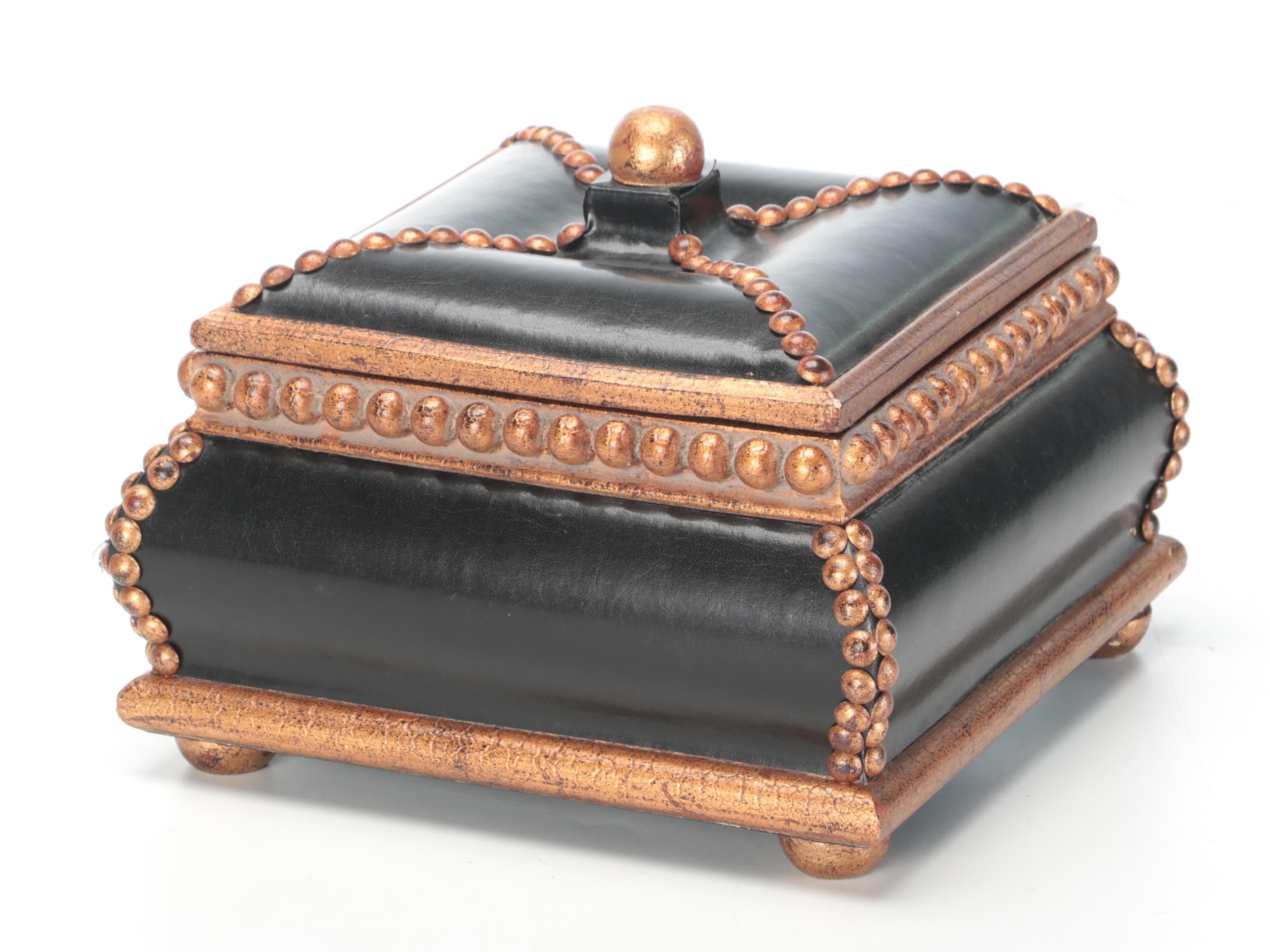 Kordenbrock Interiors Gilt Accented Box with Copper Finish Glass Centerpiece