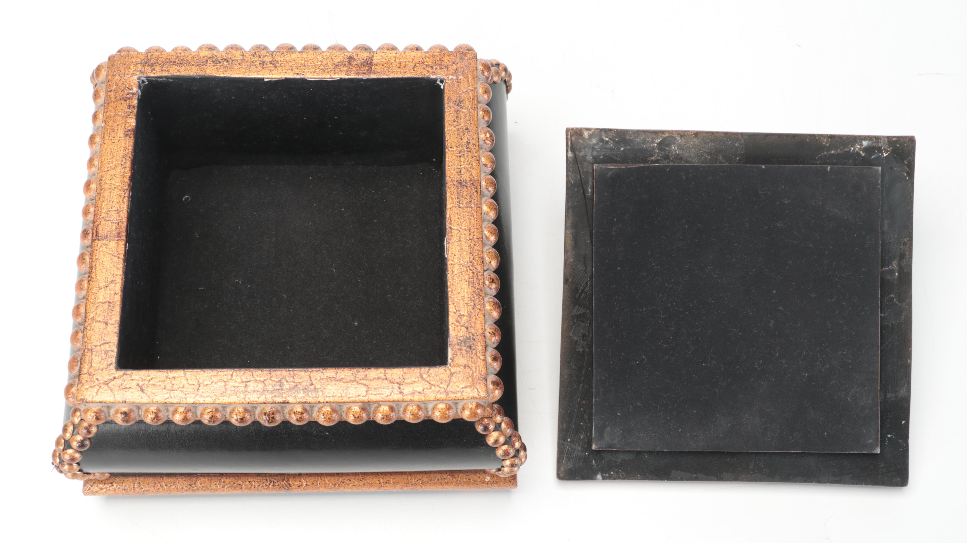 Kordenbrock Interiors Gilt Accented Box with Copper Finish Glass Centerpiece