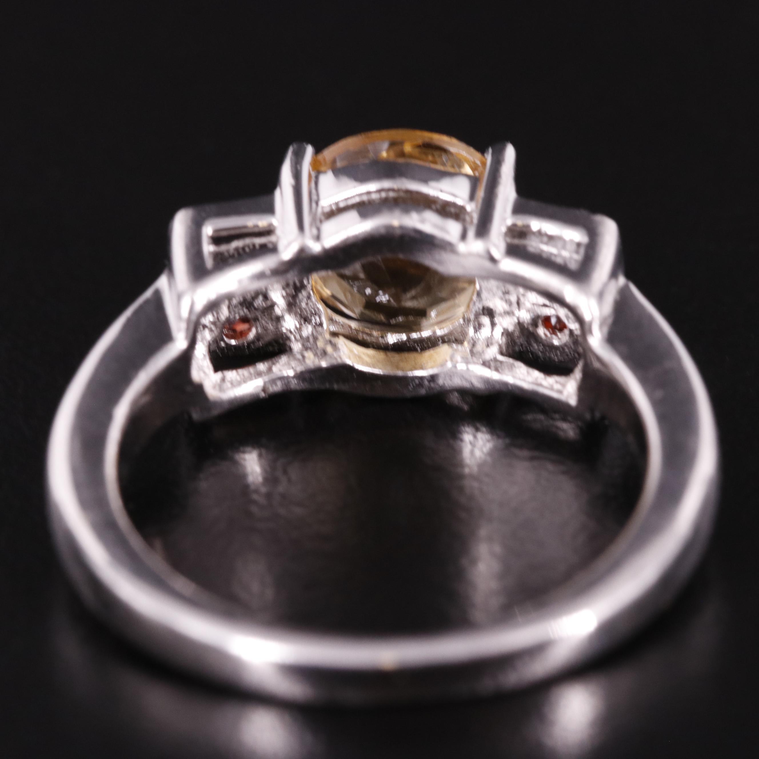 Sterling Citrine and Garnet Ring