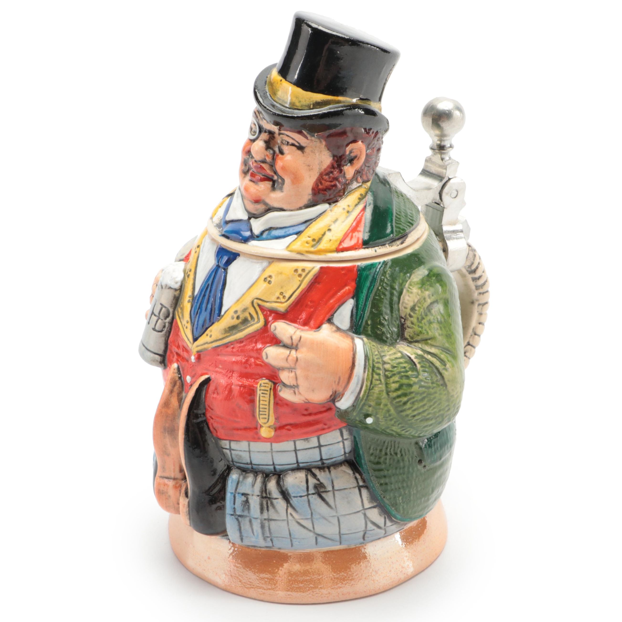 Thewalt German Stoneware Rich Man Character Beer Stein