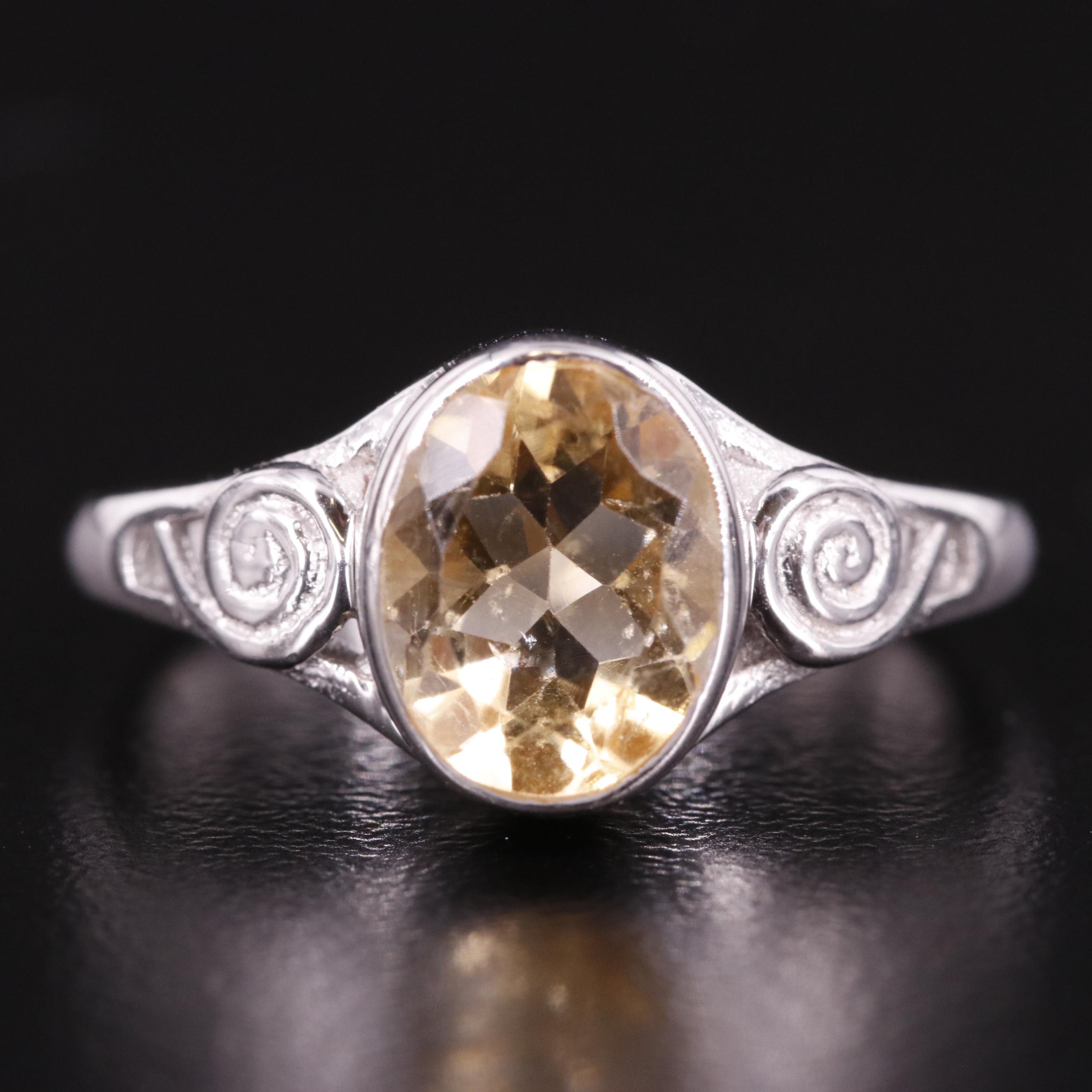 Sterling Oval Citrine Ring