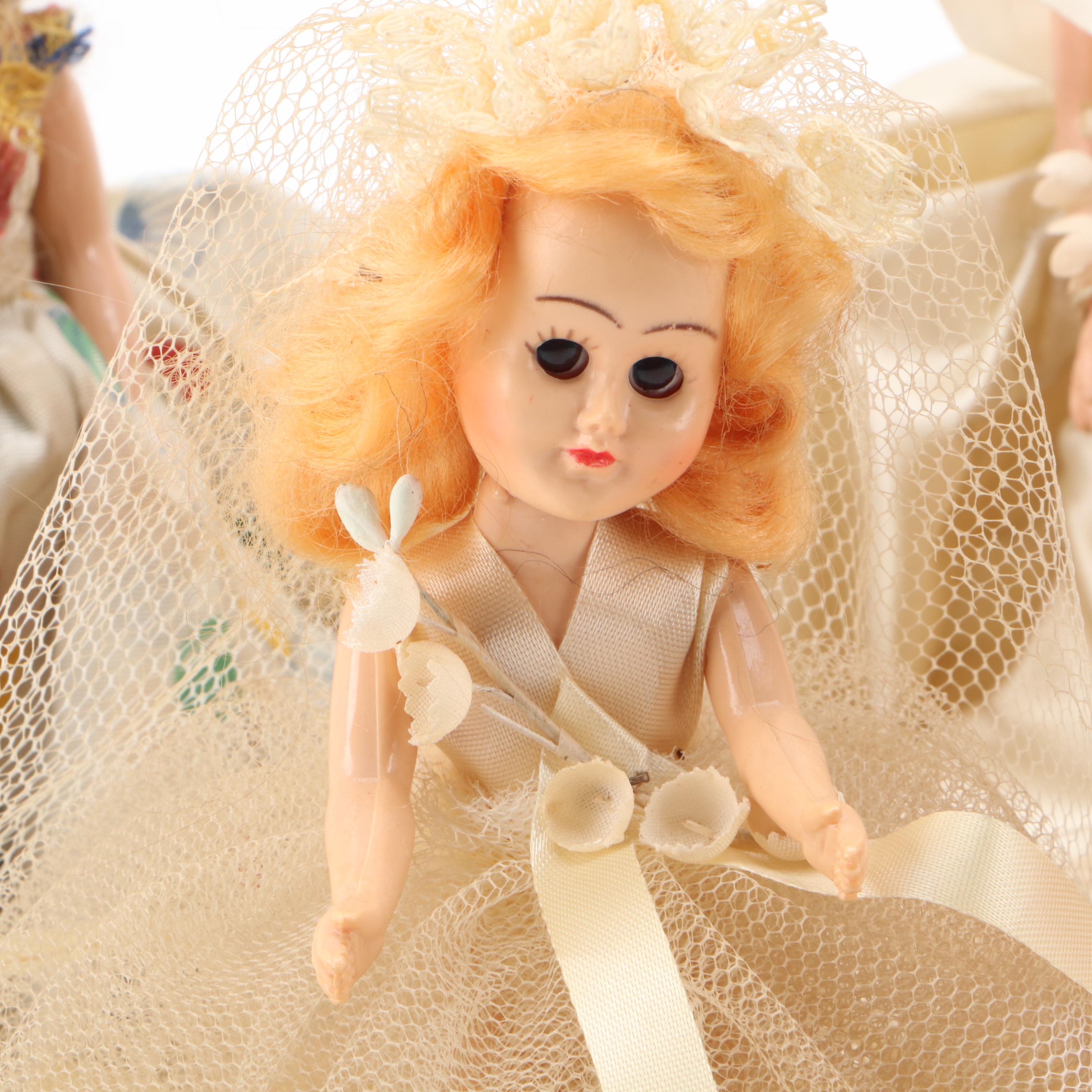 Small Doll Collection Including Handmade Clothing, Mid-20th Century