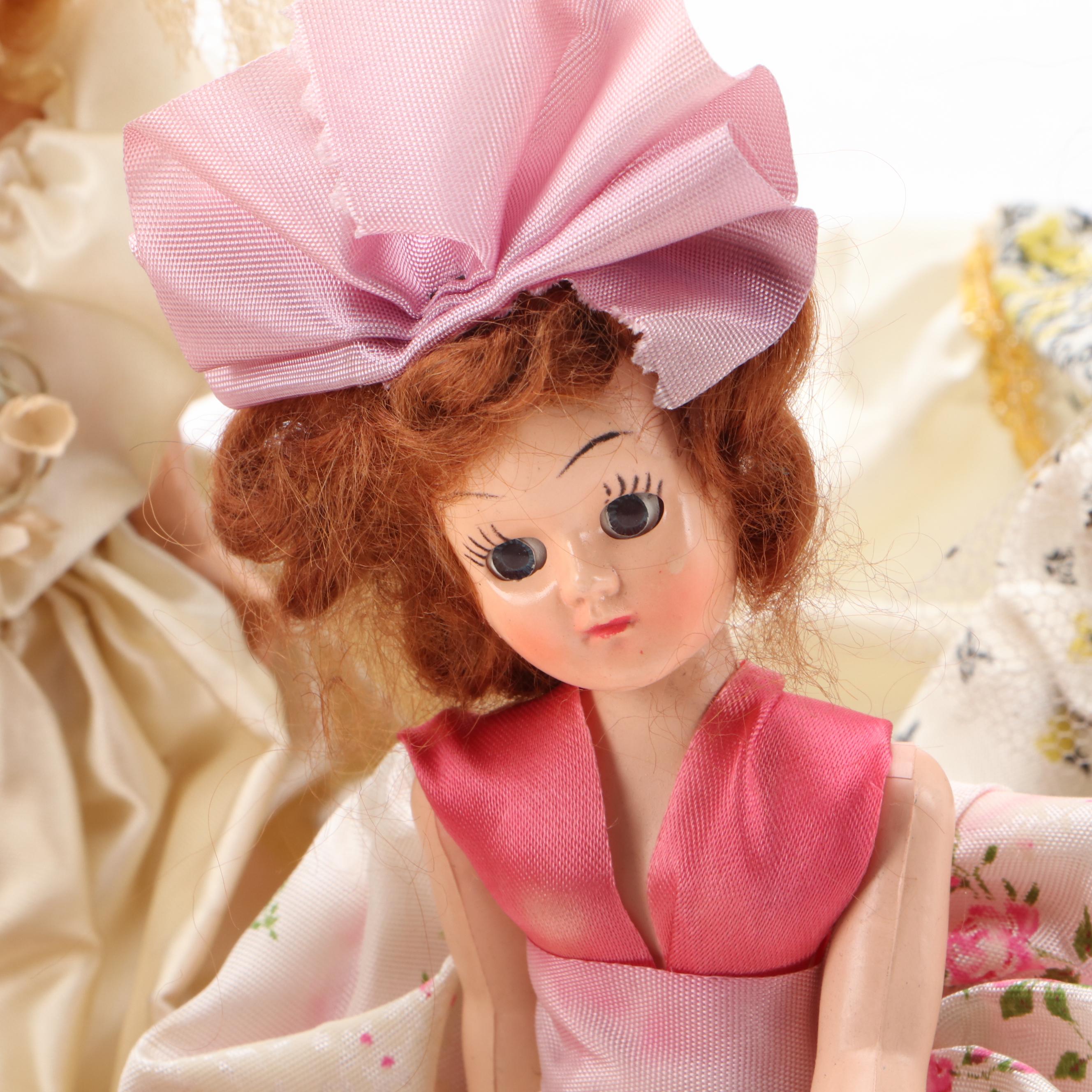 Small Doll Collection Including Handmade Clothing, Mid-20th Century