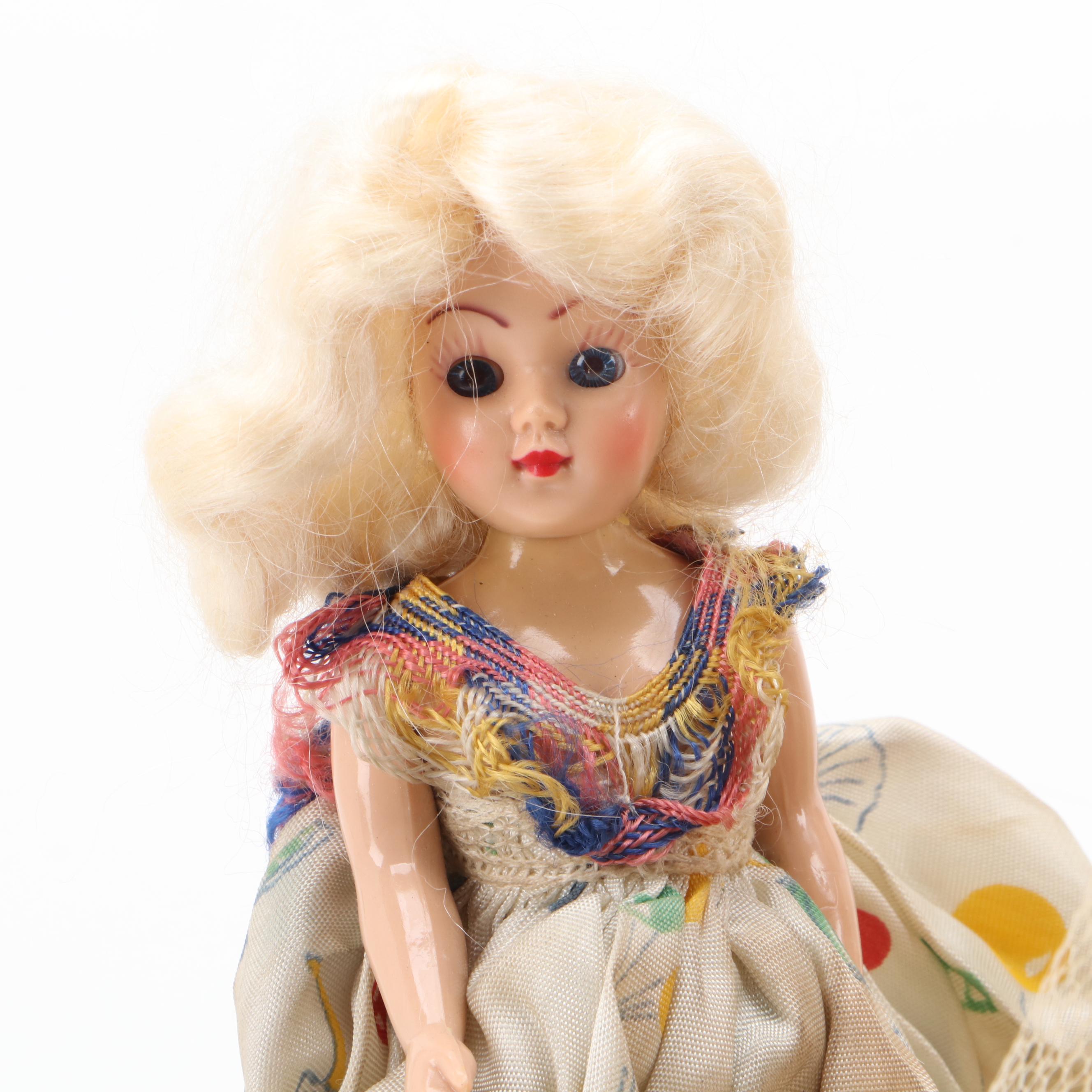 Small Doll Collection Including Handmade Clothing, Mid-20th Century