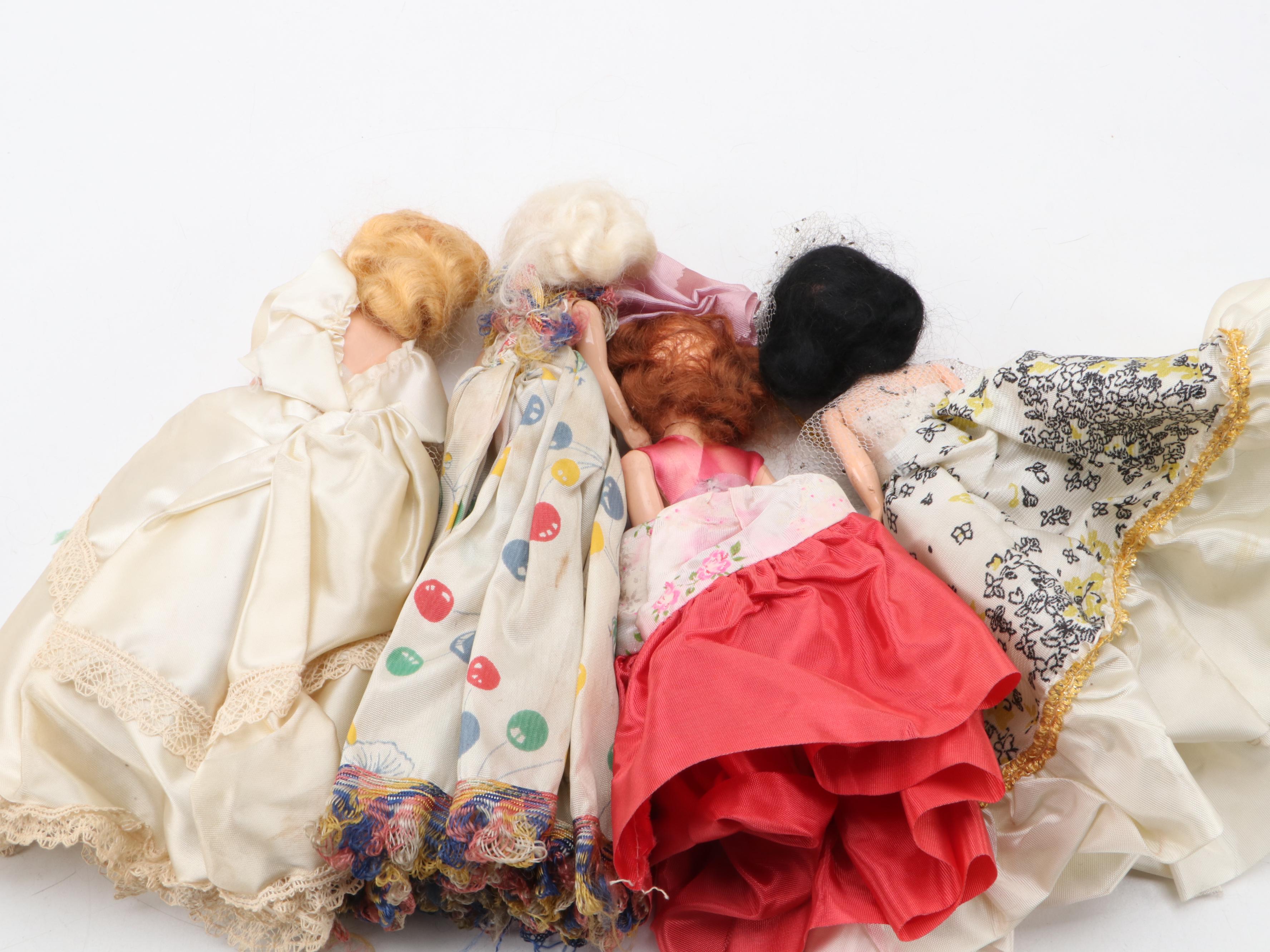 Small Doll Collection Including Handmade Clothing, Mid-20th Century
