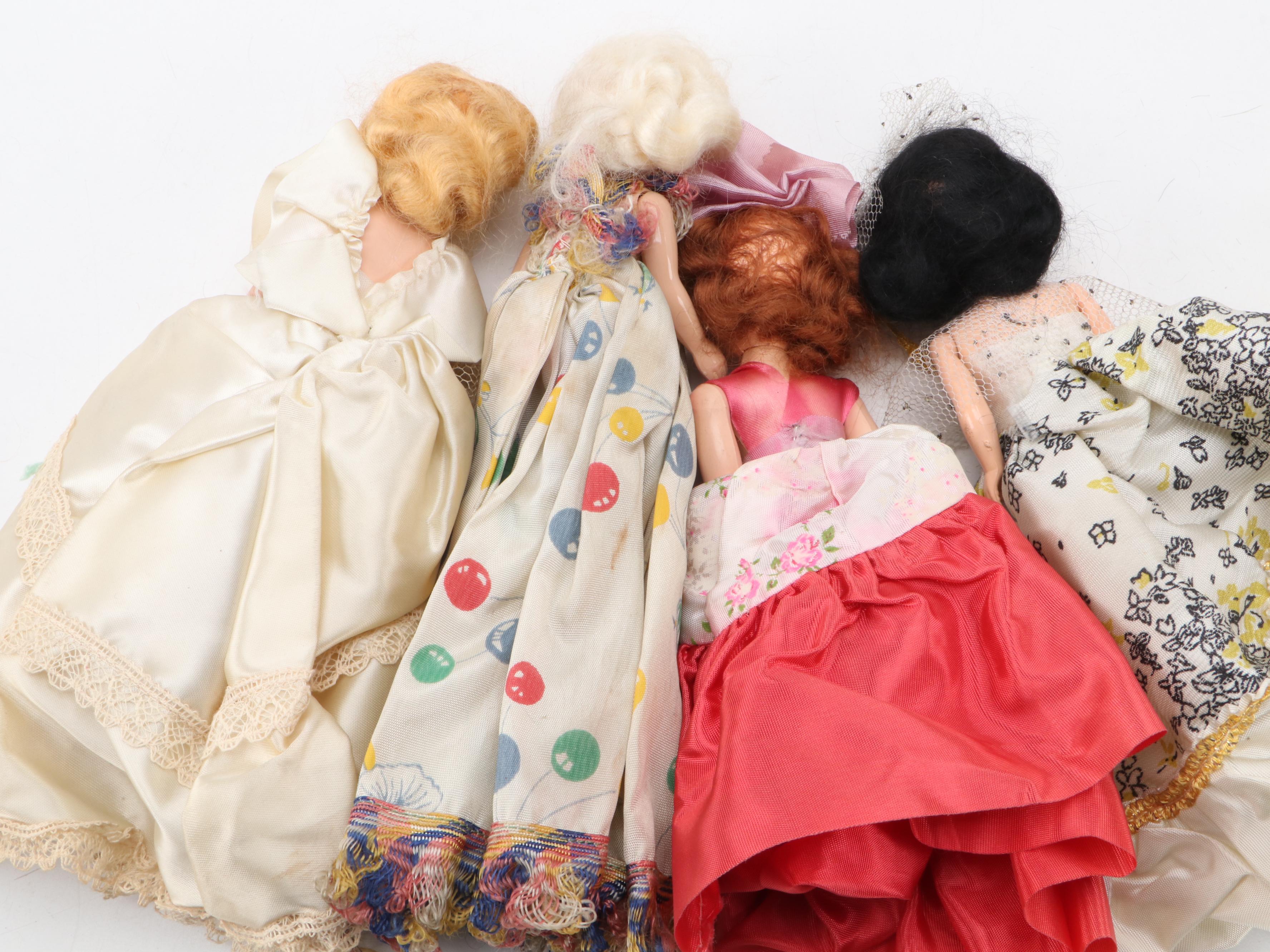 Small Doll Collection Including Handmade Clothing, Mid-20th Century