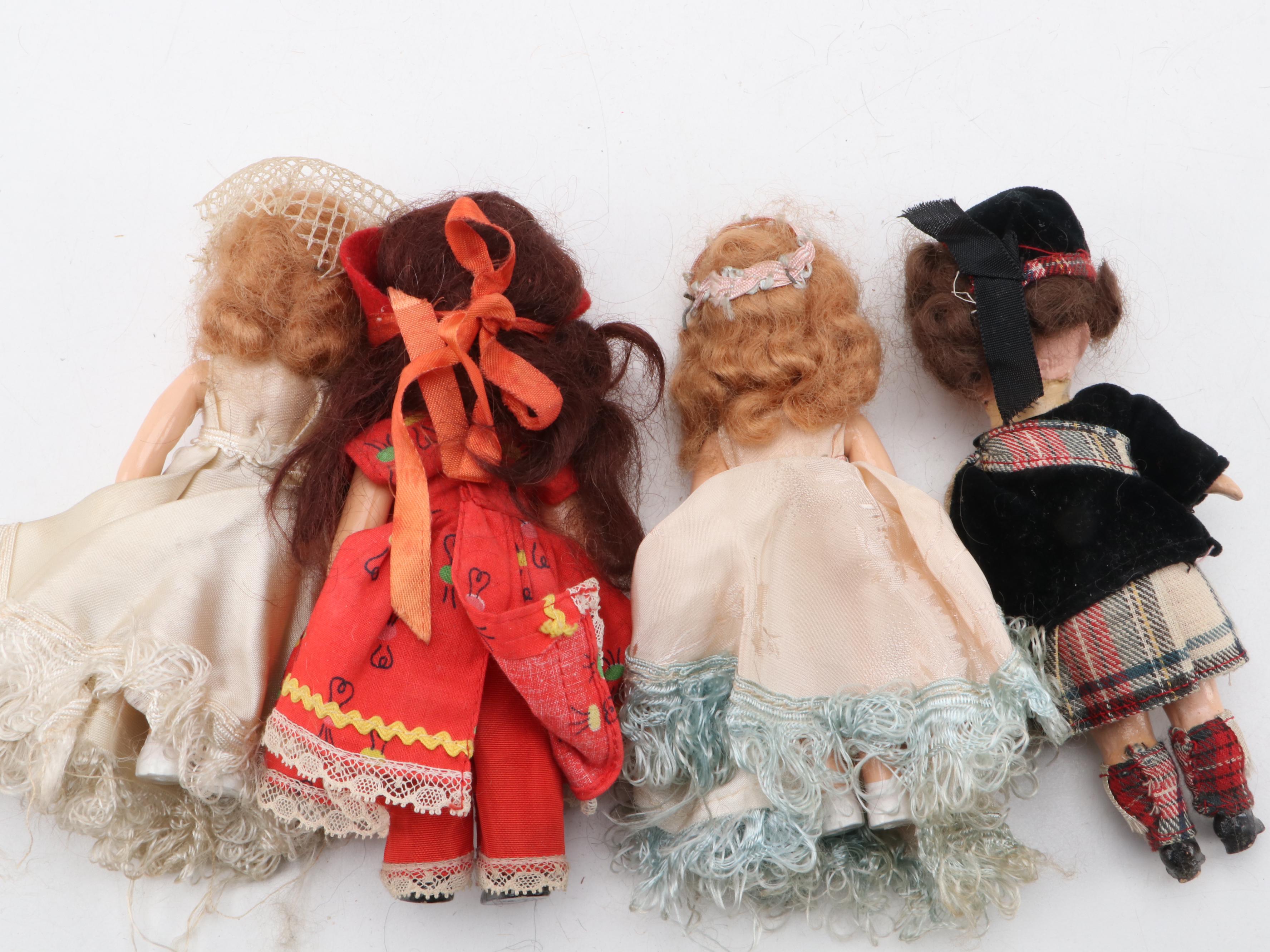 Small Doll Collection Including Handmade Clothing, Mid-20th Century