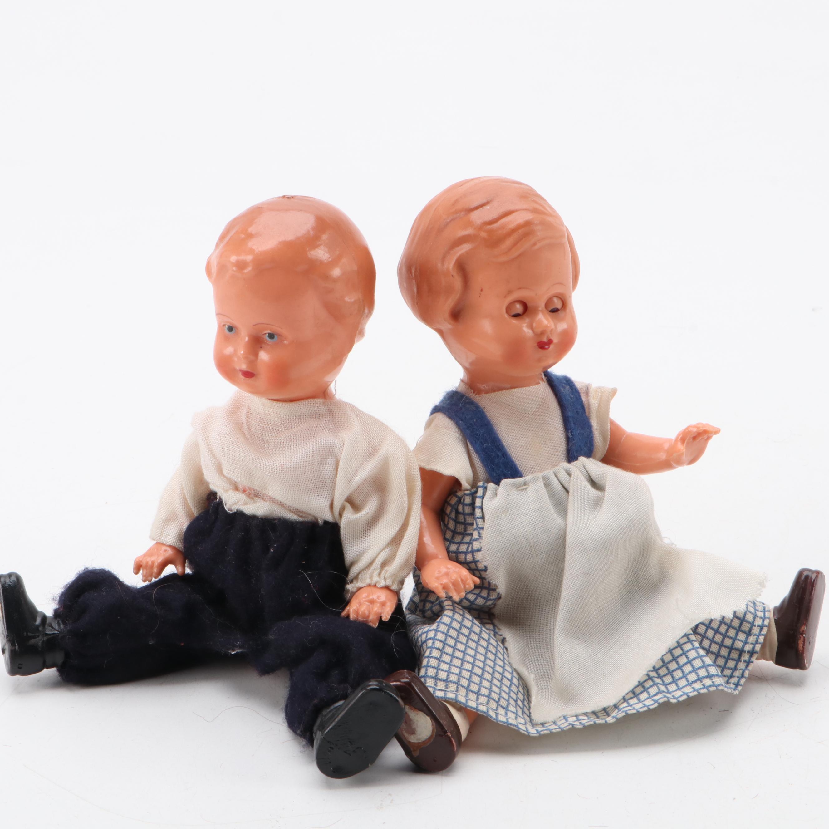 Small Doll Collection Including Handmade Clothing, Mid-20th Century