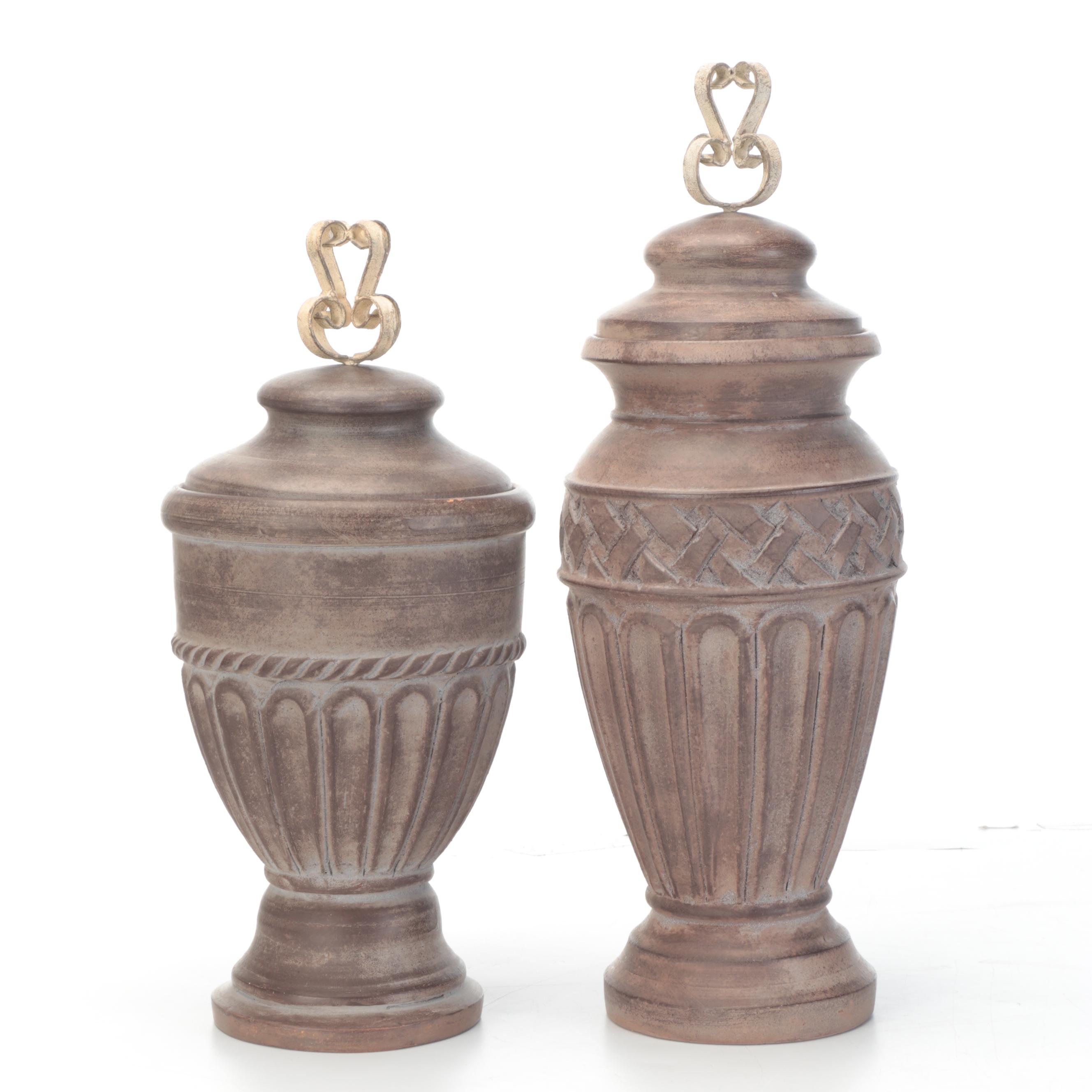 Kordenbrock Interiors Neoclassical Style Ceramic Urns with Hand Built Vase