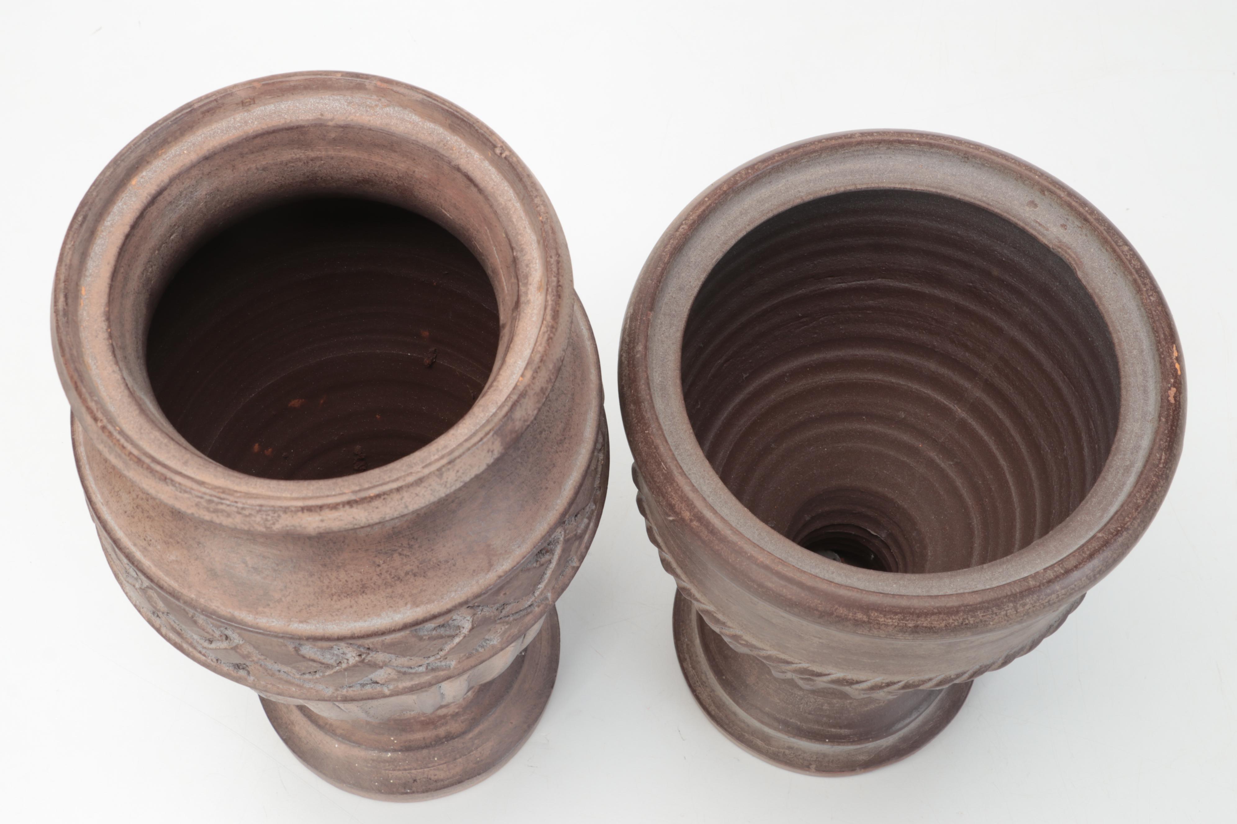 Kordenbrock Interiors Neoclassical Style Ceramic Urns with Hand Built Vase