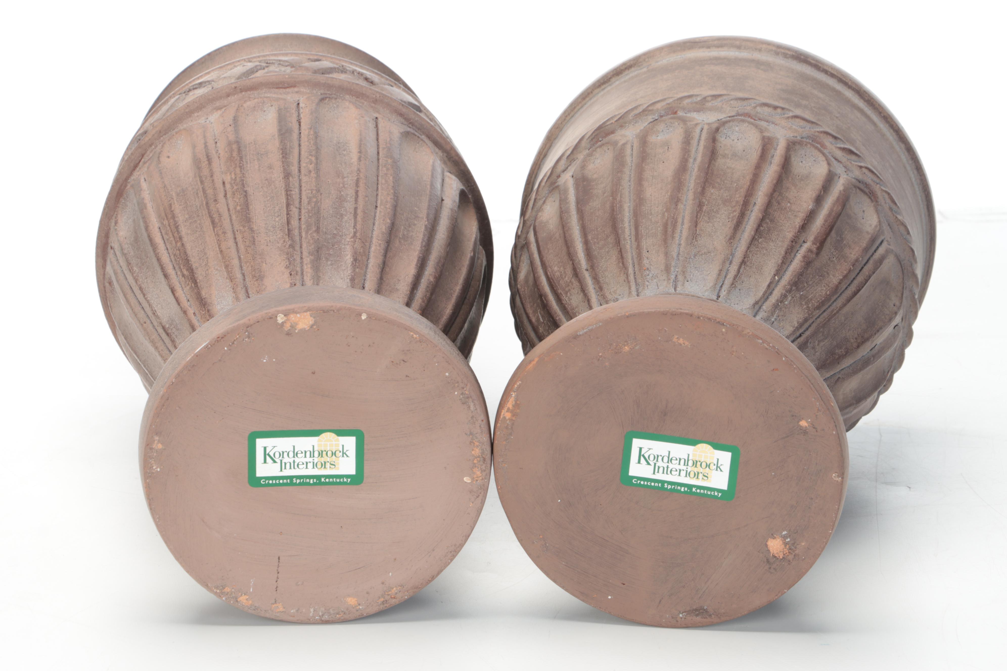 Kordenbrock Interiors Neoclassical Style Ceramic Urns with Hand Built Vase