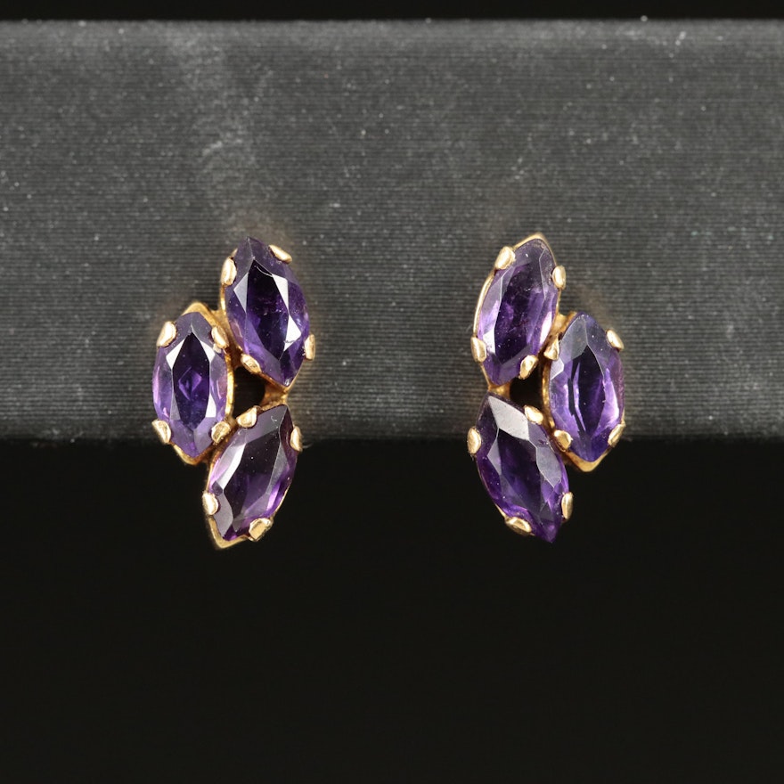 18K Amethyst Stud Earrings