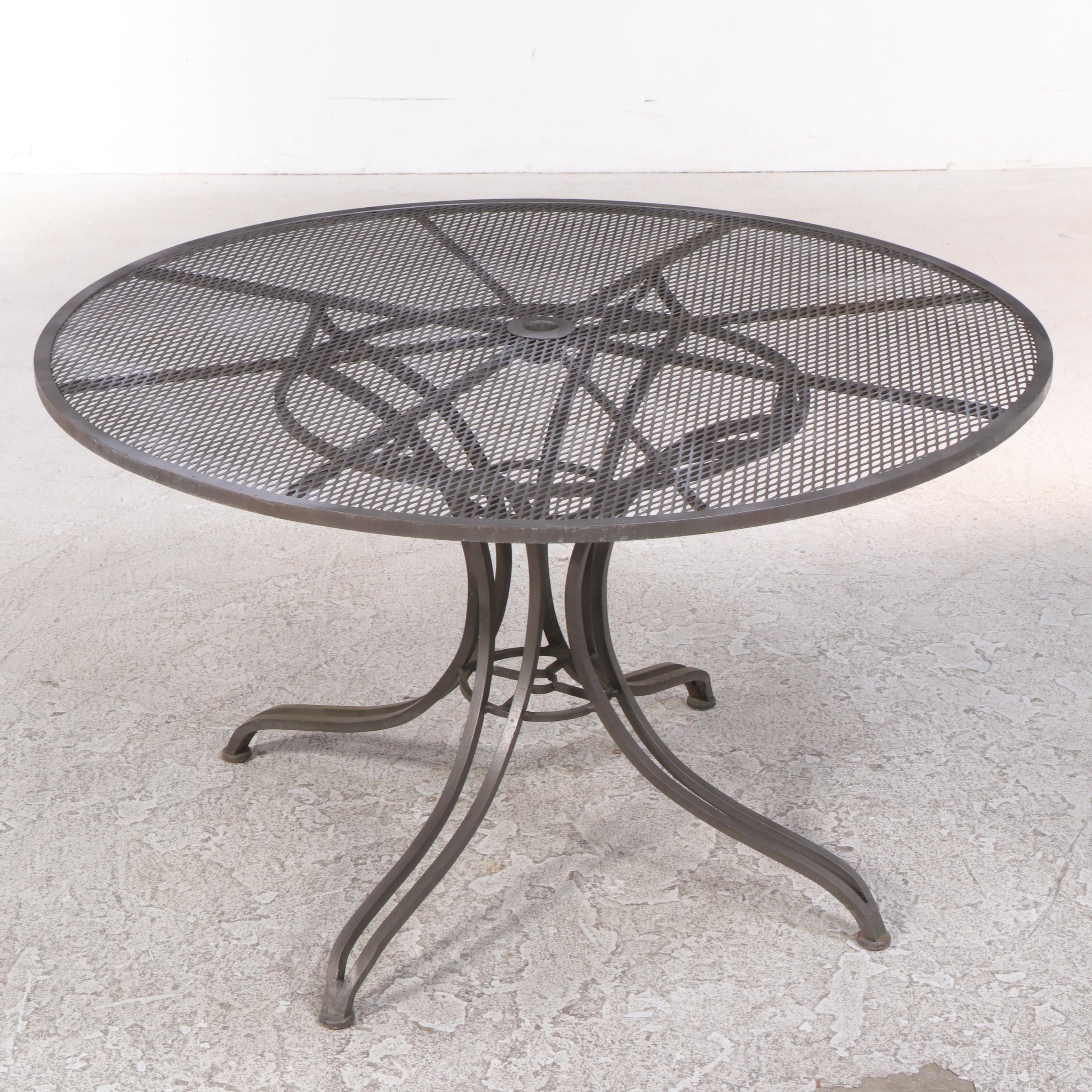 Salterini Wrought Iron and Metal Mesh Patio Dining Set, Mid to Late 20th C.