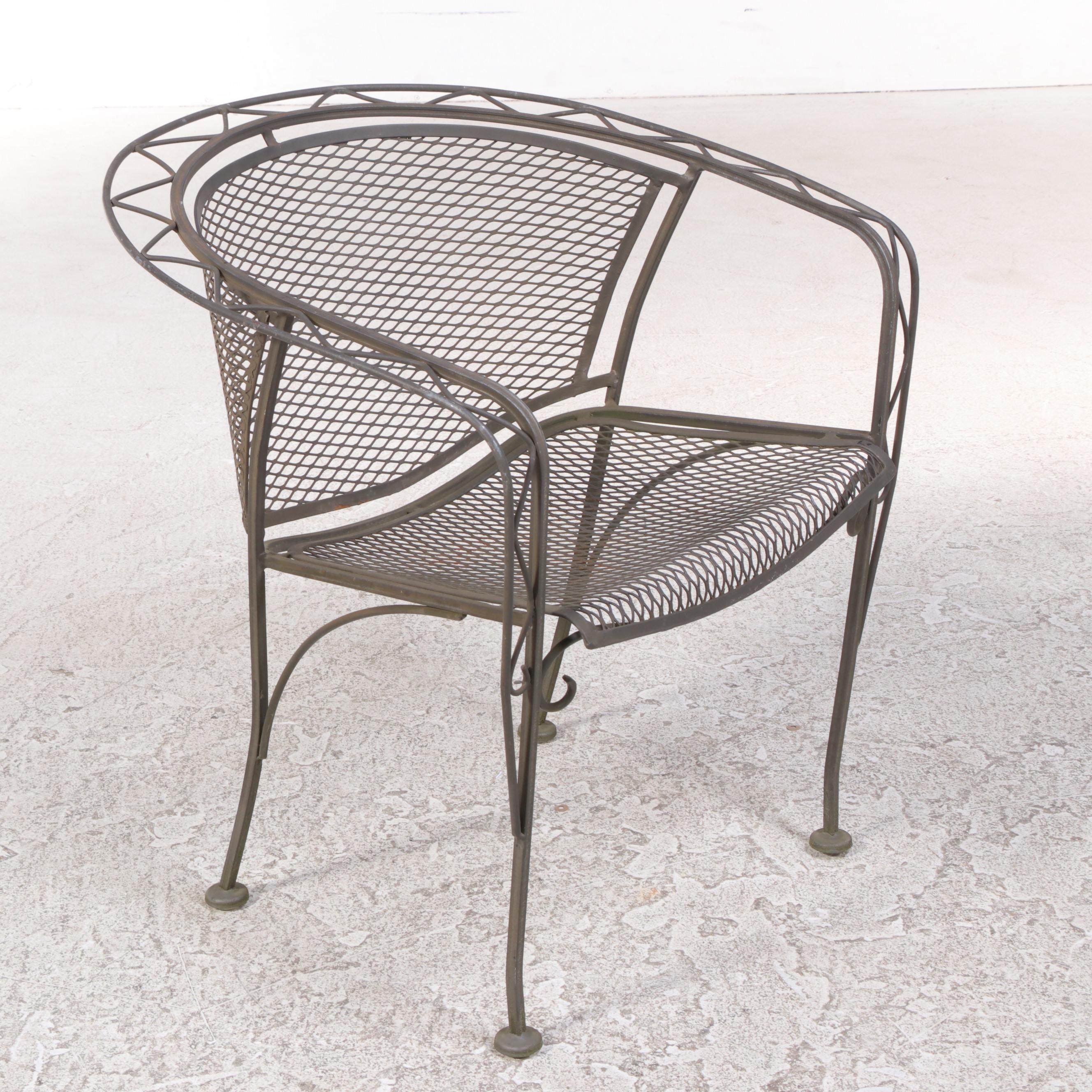 Salterini Wrought Iron and Metal Mesh Patio Dining Set, Mid to Late 20th C.