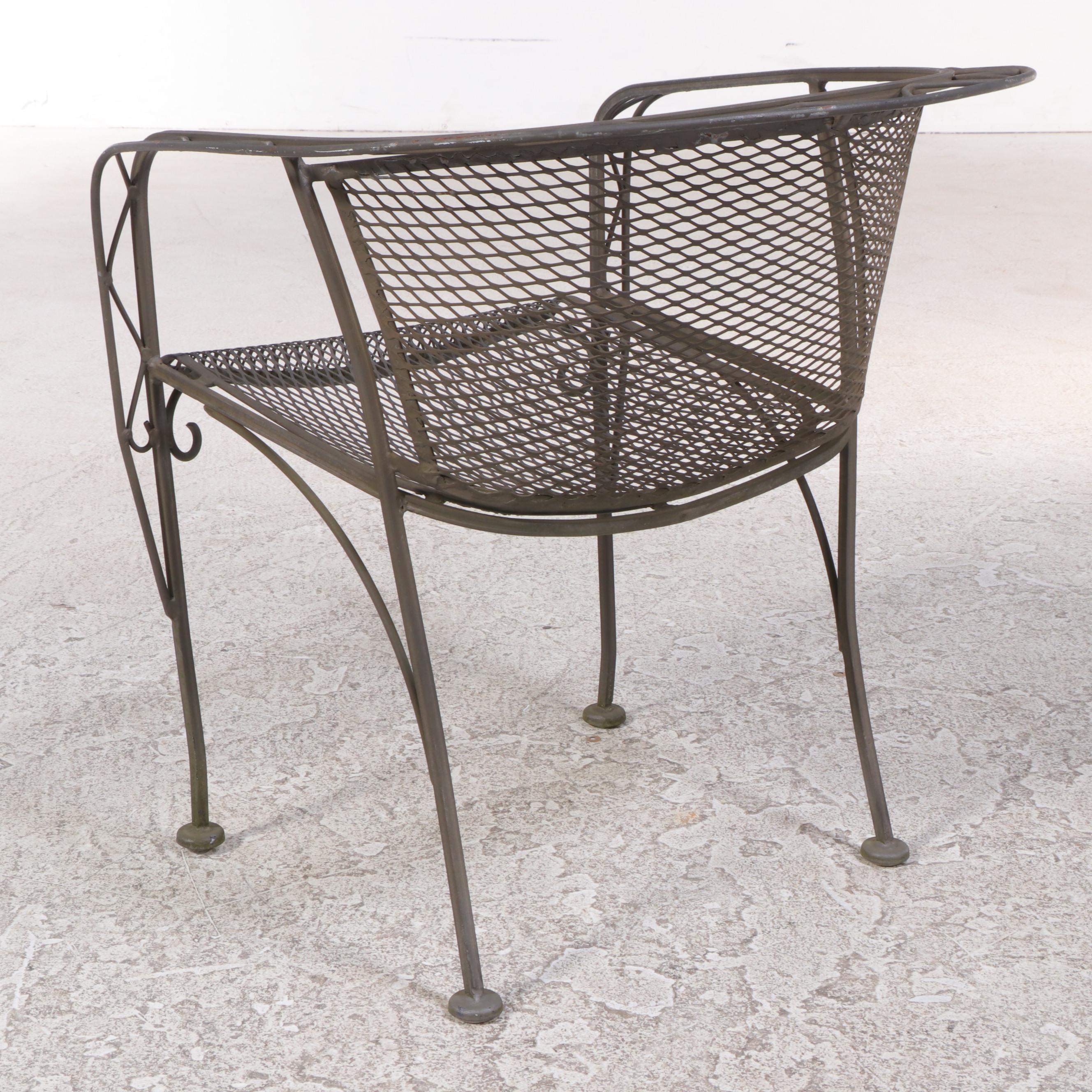 Salterini Wrought Iron and Metal Mesh Patio Dining Set, Mid to Late 20th C.