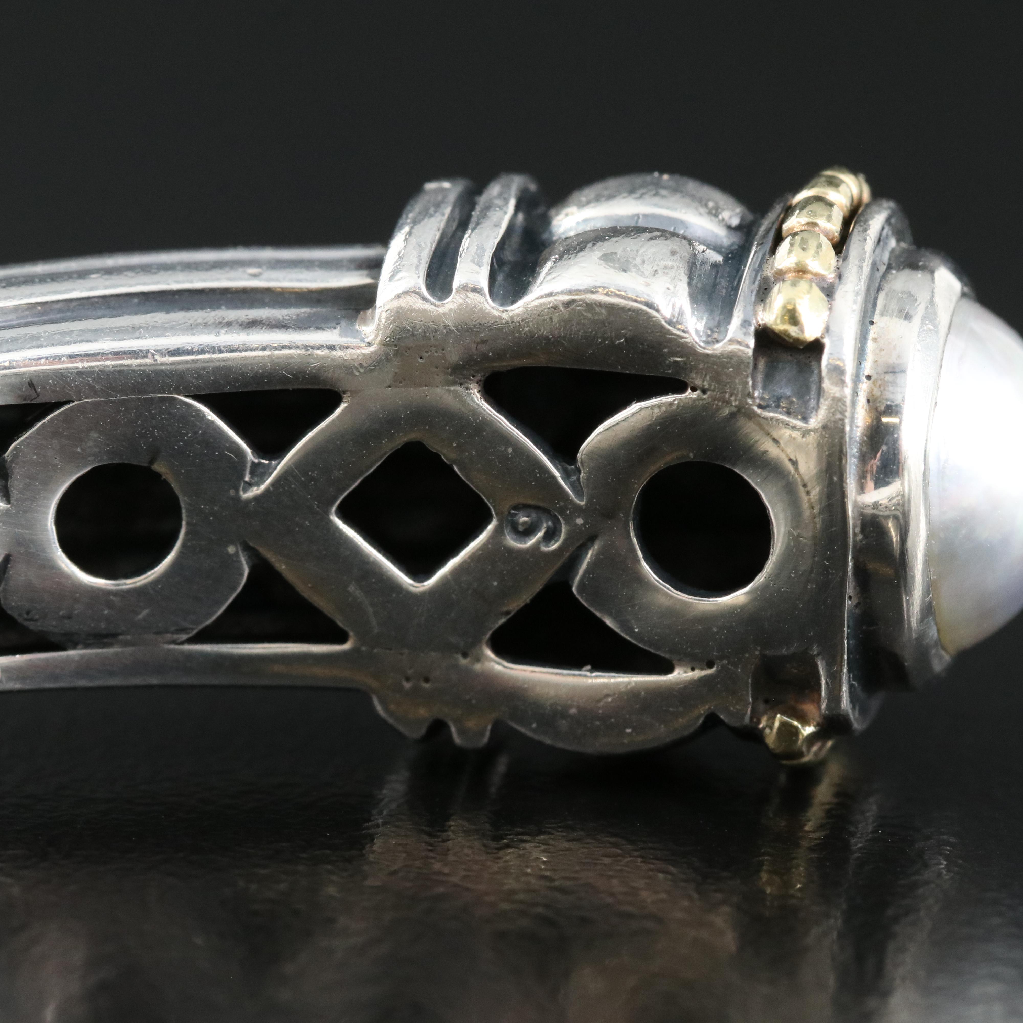 Caviar by Lagos Pearl Hinged Cuff with 18K Accents