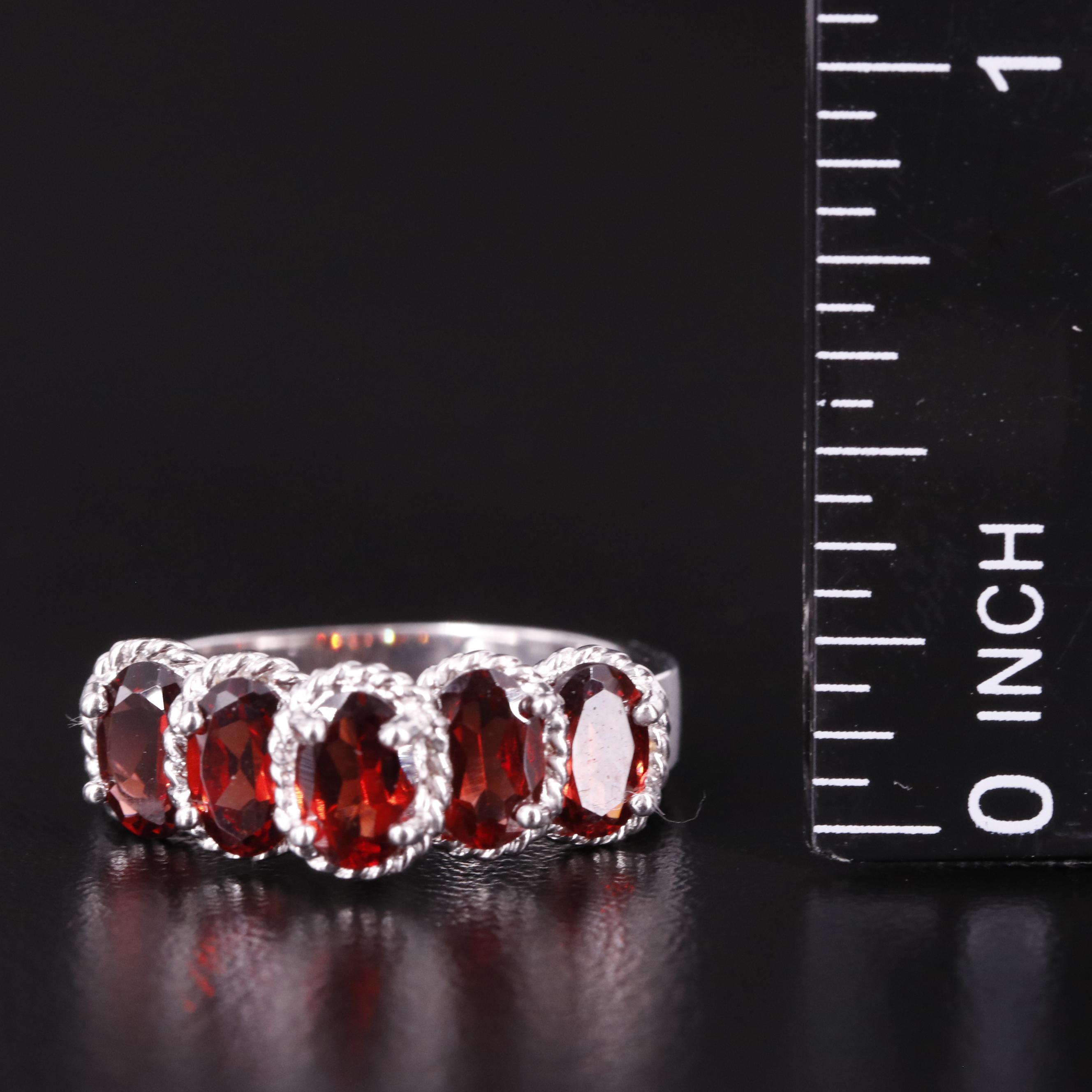 Sterling Multiple Oval Garnet Band