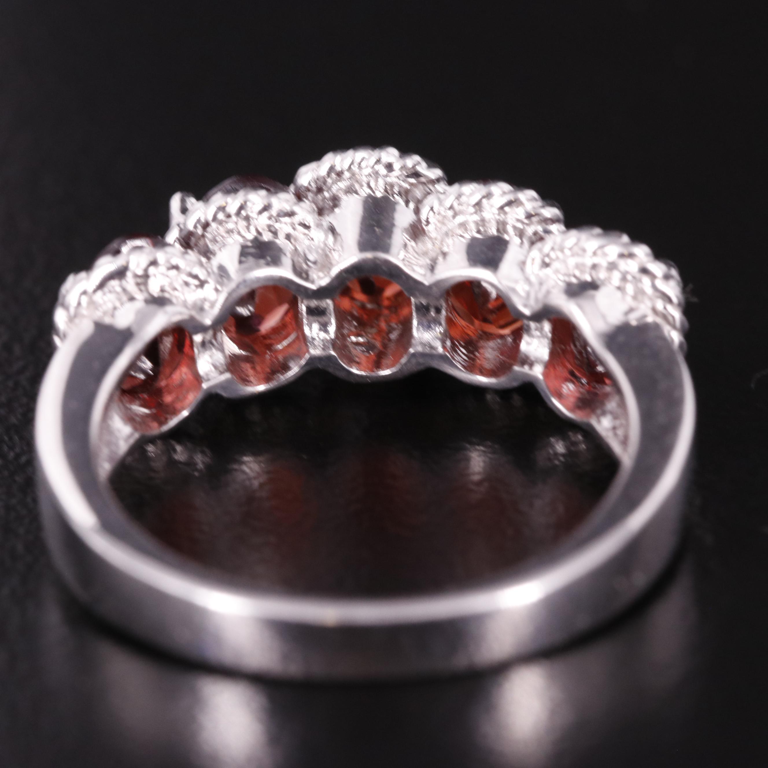 Sterling Multiple Oval Garnet Band