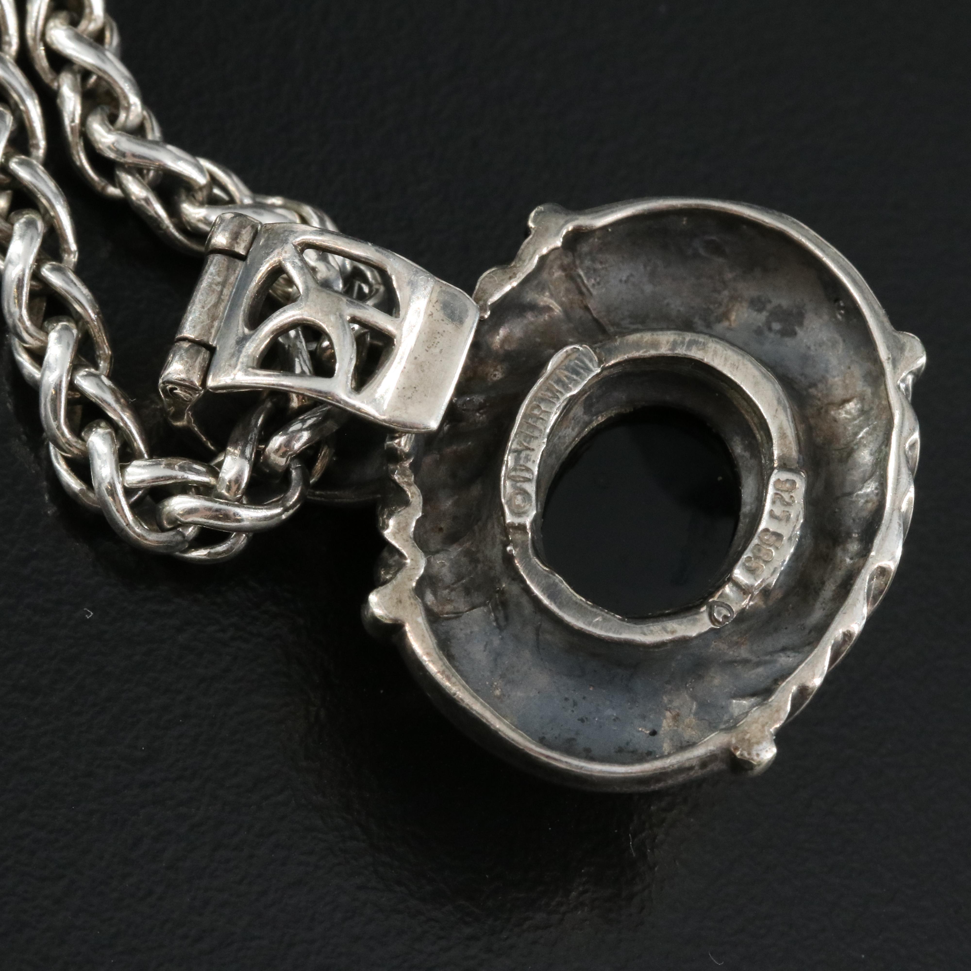 David Yurman Sterling Black Onyx Enhancer Pendant Necklace