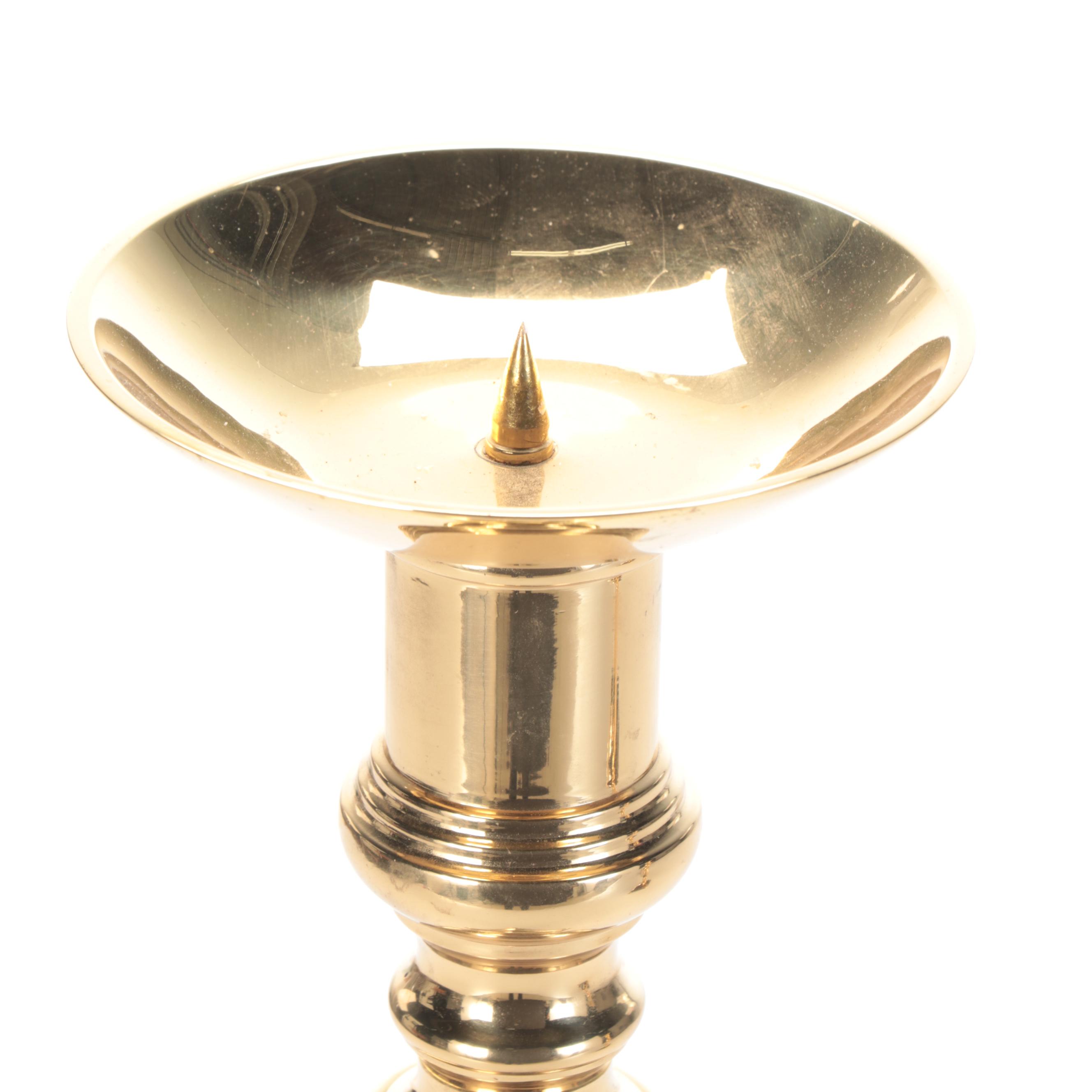 Pair of Barley Twist Lacquered Brass Pricket Candle Holders