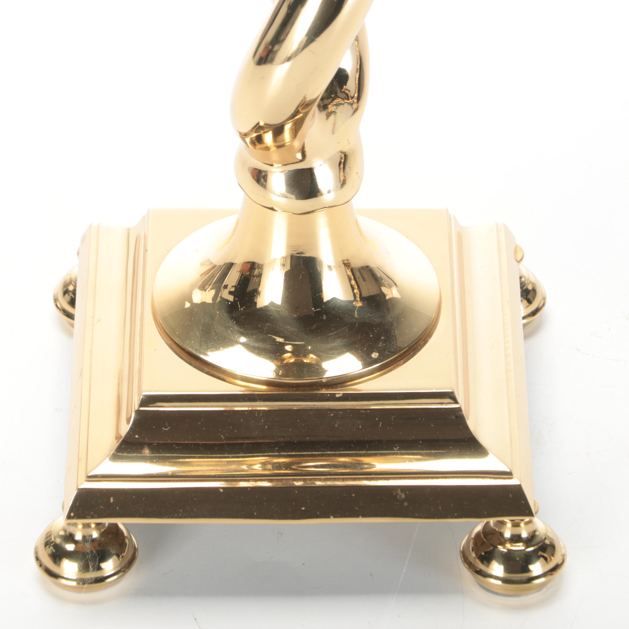 Pair of Barley Twist Lacquered Brass Pricket Candle Holders