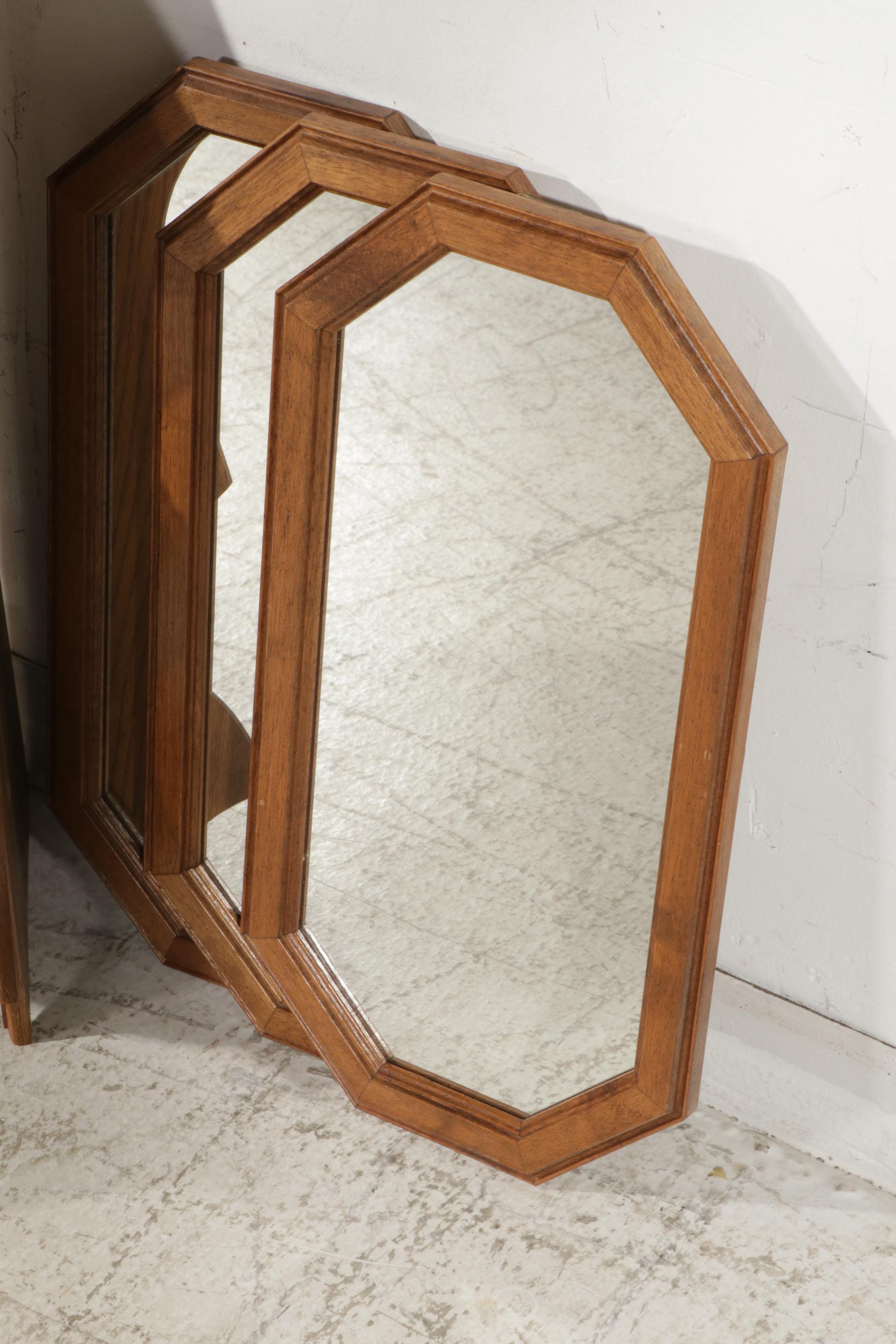 Wooden Three Tiered Corner Shelf with Other Mirror and Wall Decor