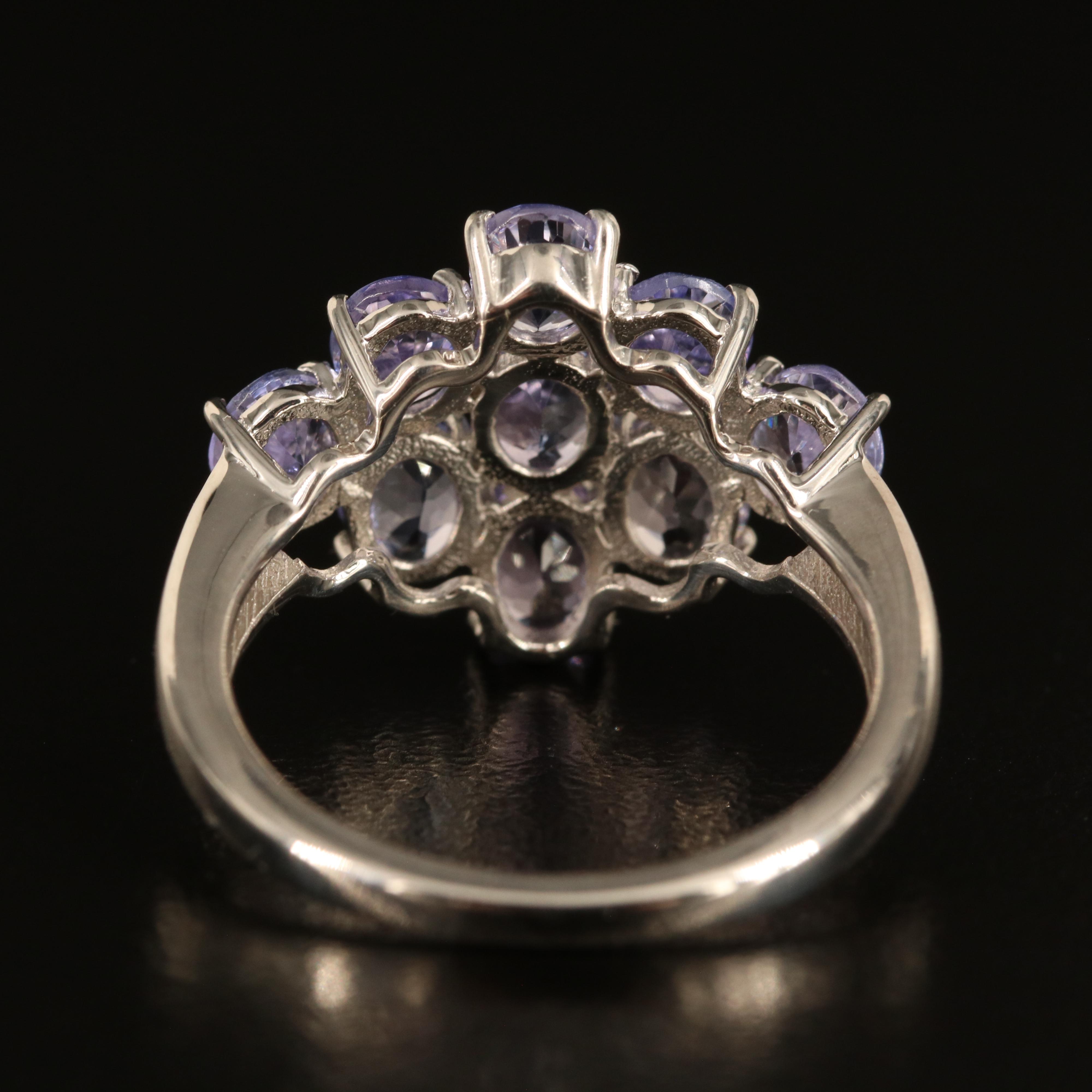Sterling Tanzanite Cluster Ring