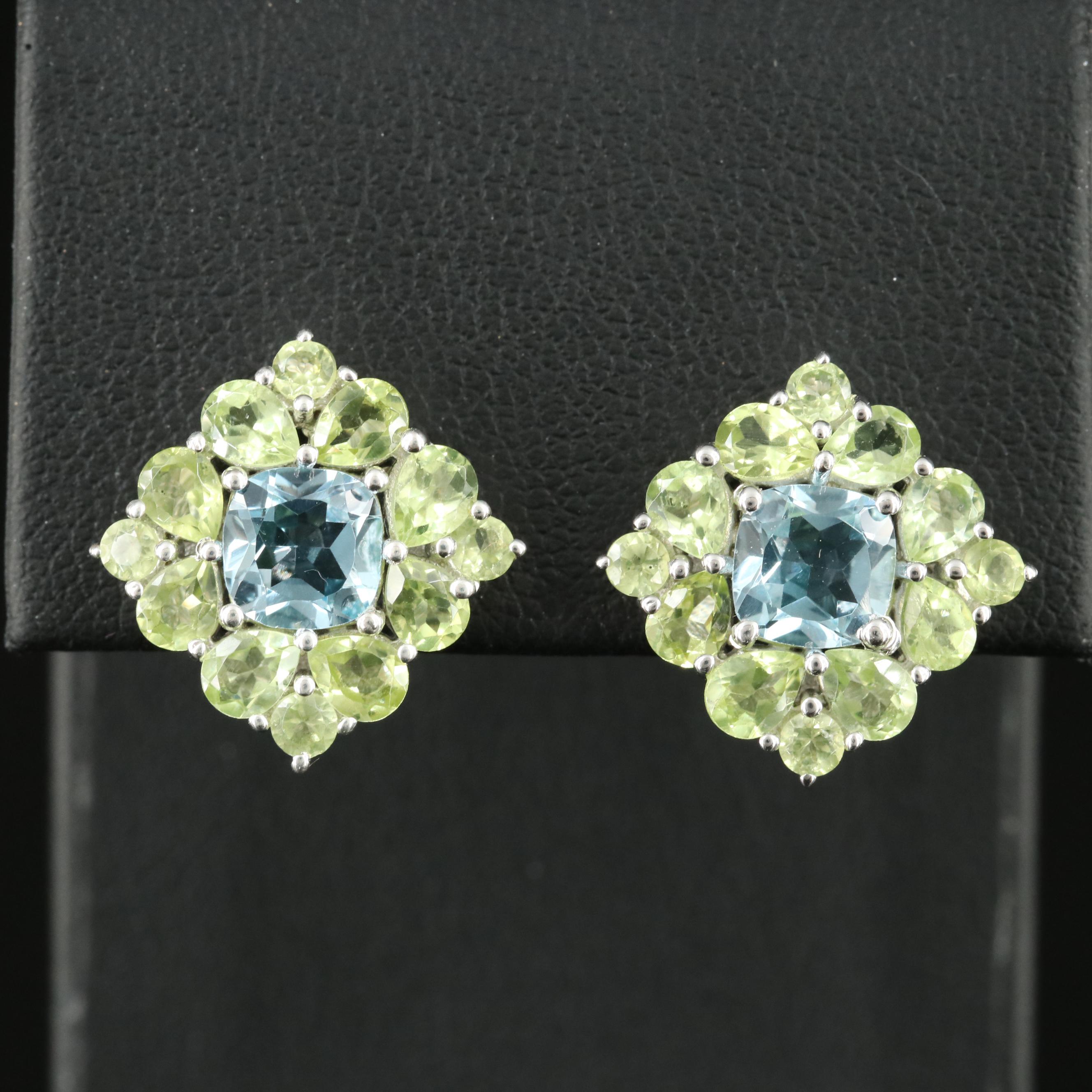 Sterling Sky Blue Topaz and Peridot Earrings